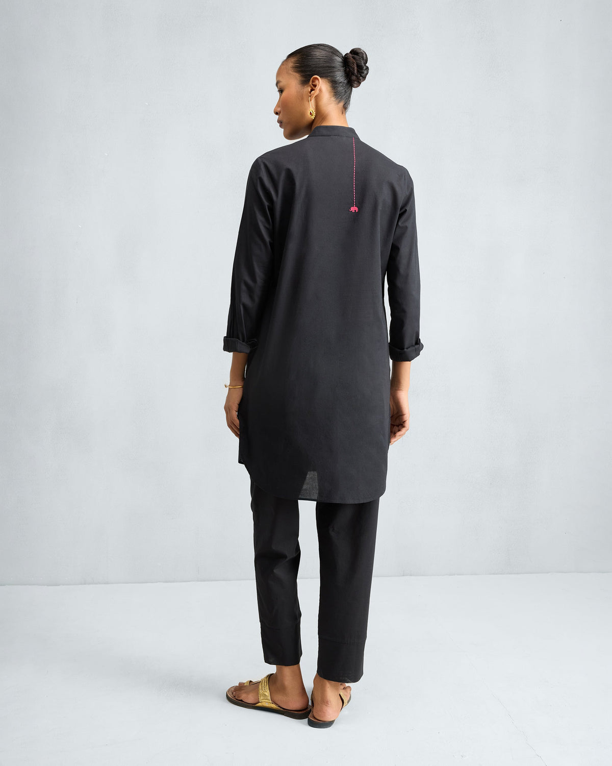 The Basic Mid Length Kurta Set - Black