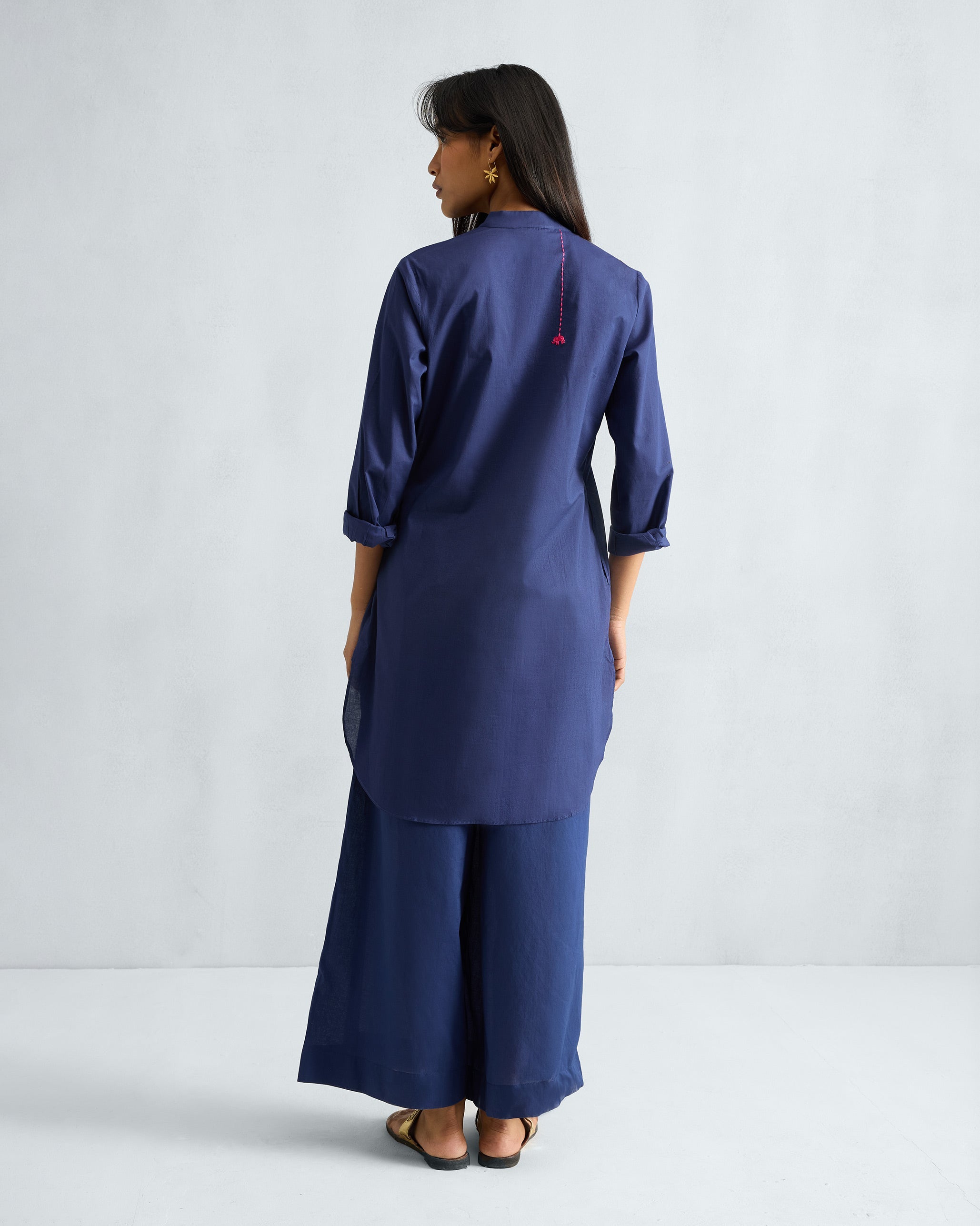 The Basic Mid Length Kurta Set - Ink Blue