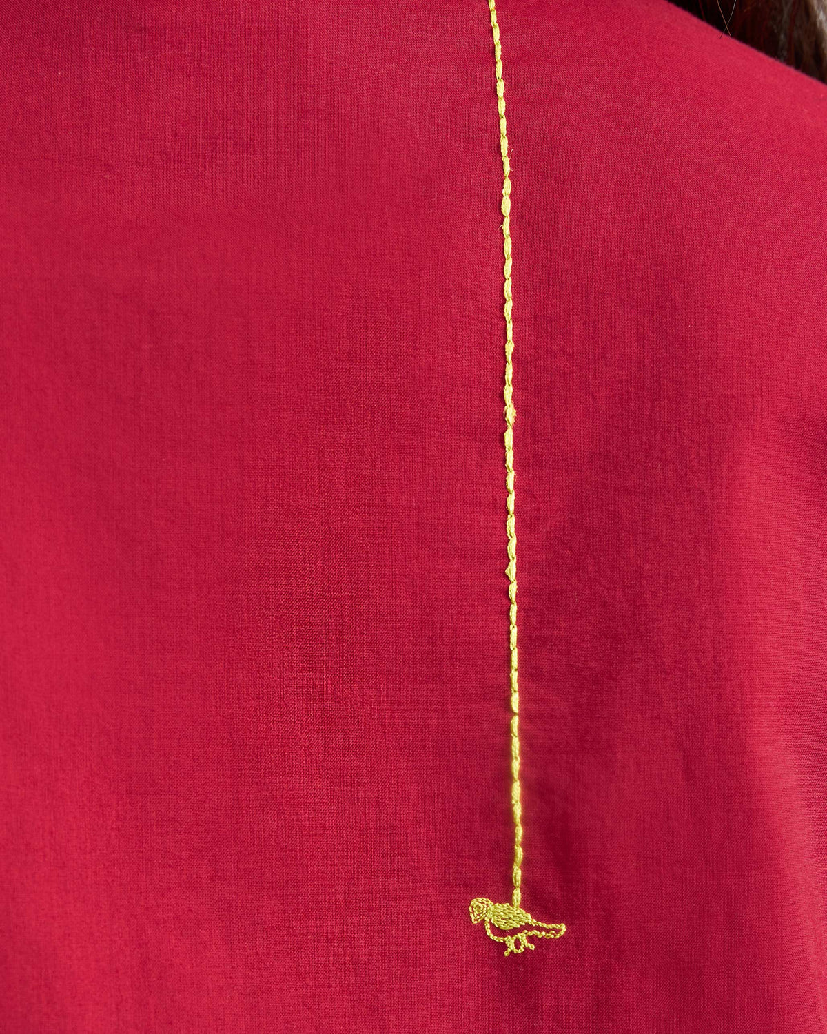 The Basic Long Kurta Set - Red