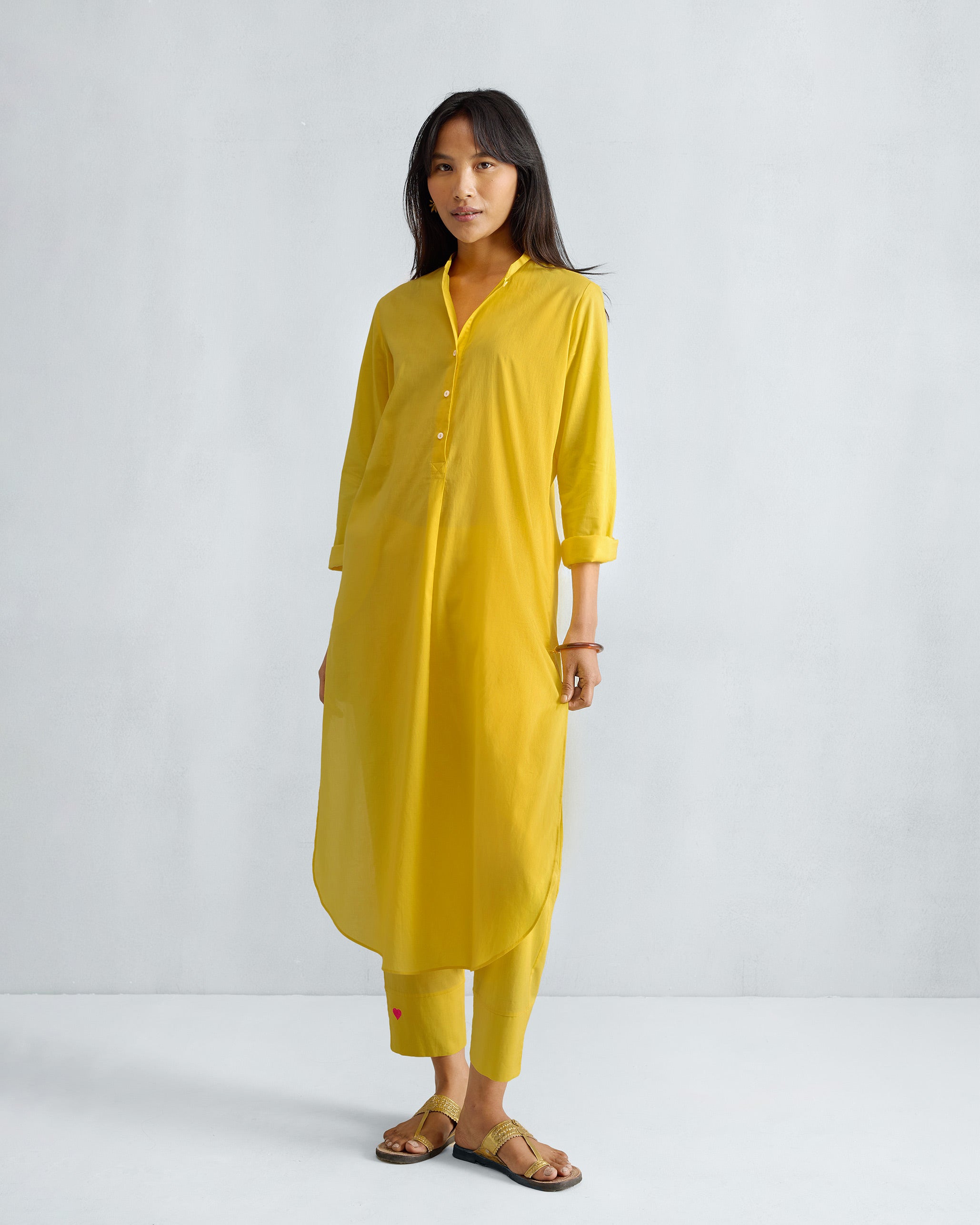 The Basic Long Kurta Set - Yellow