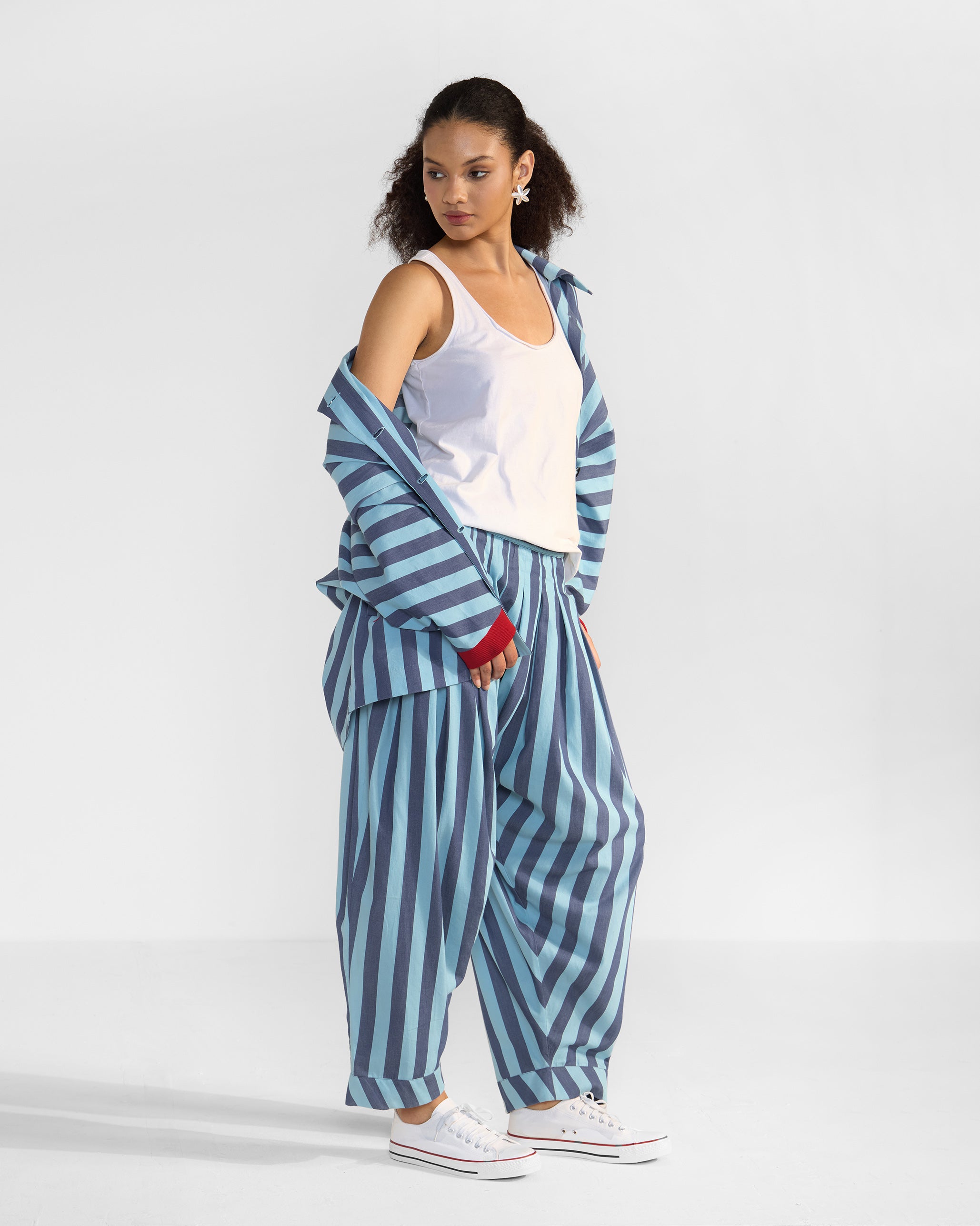 The Ambrai Jacket Set - Blue Stripes