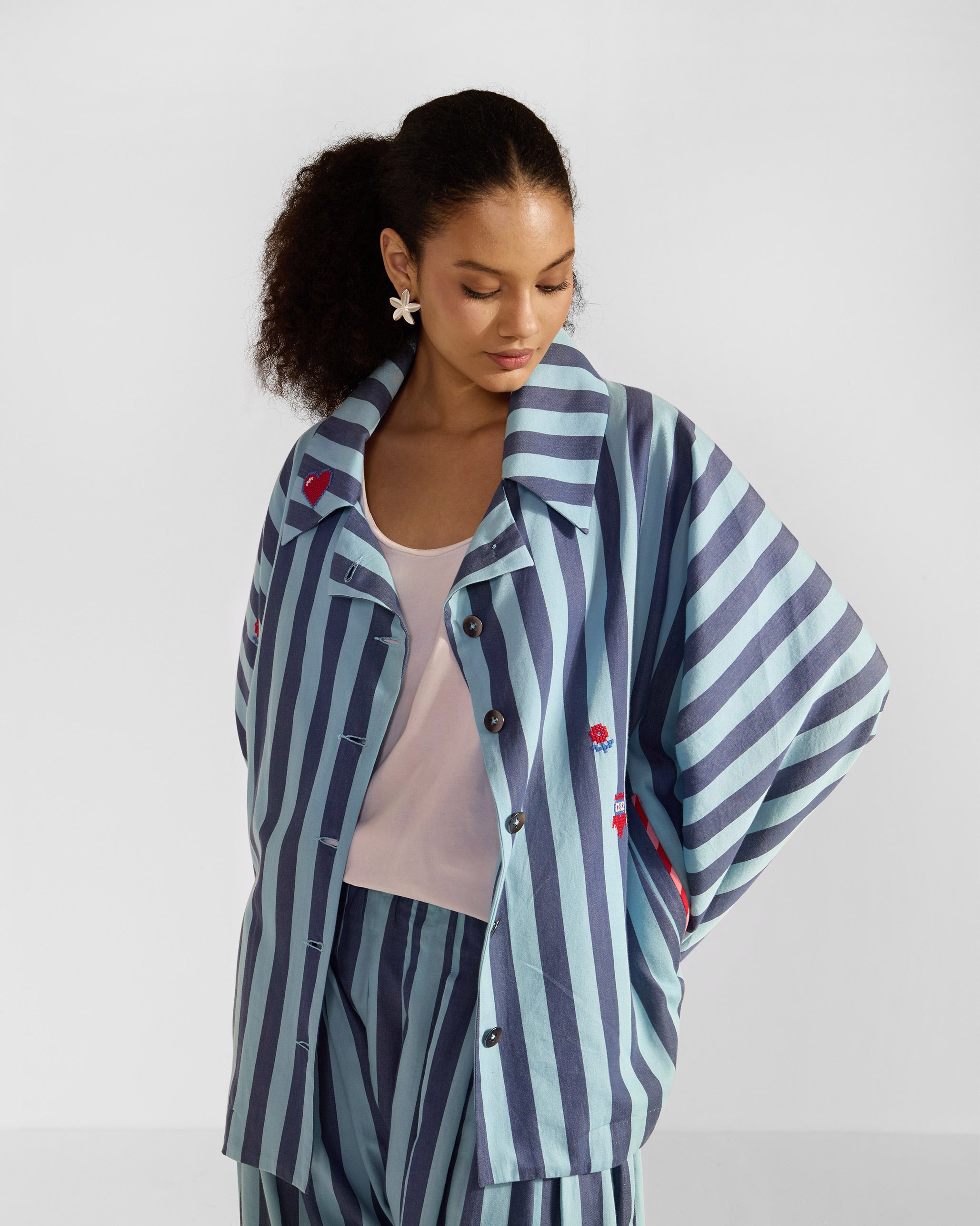The Ambrai Jacket Set - Blue Stripes