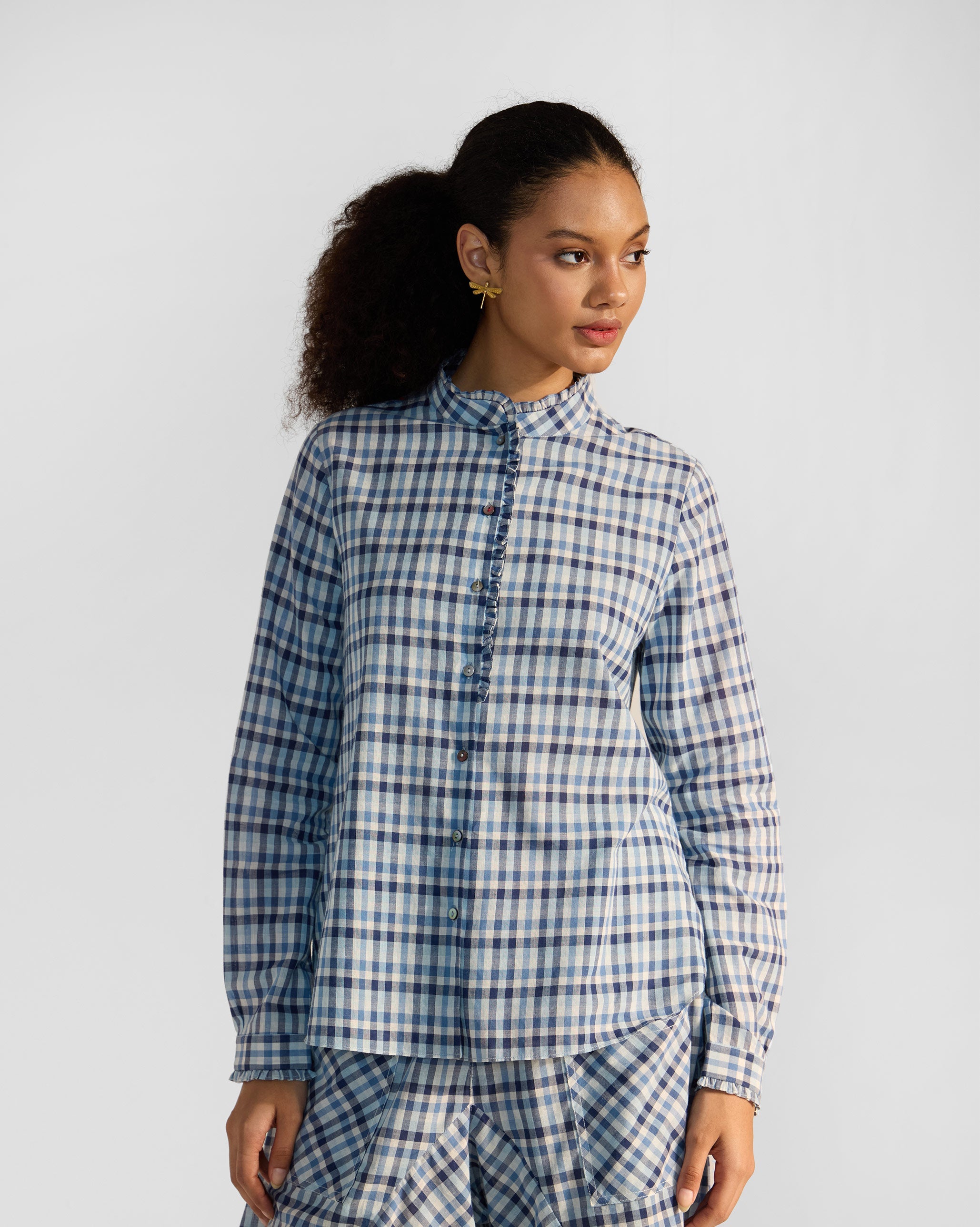 The Hera Shirt Set- Blue & White Checks