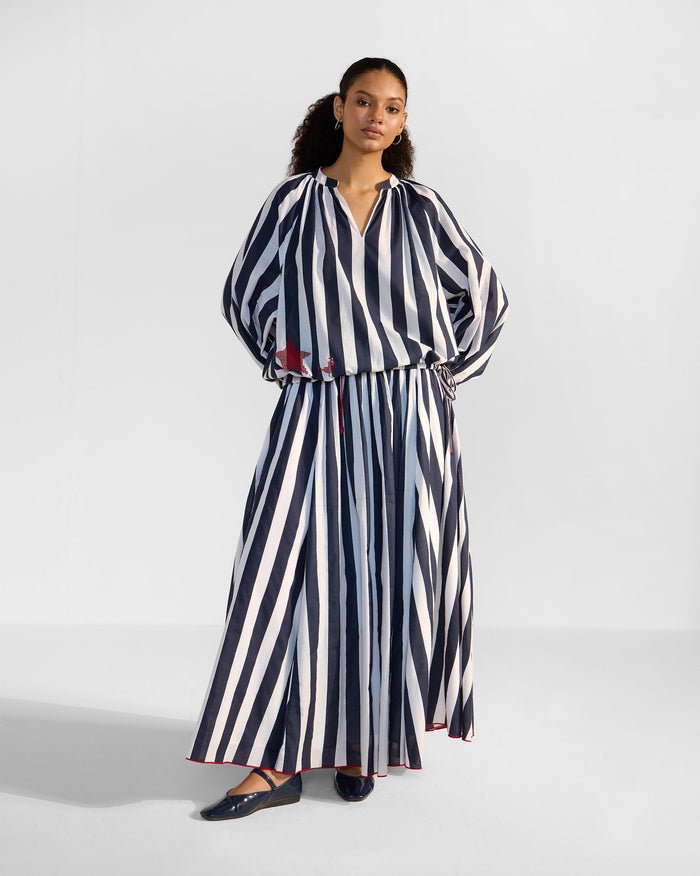 The Zaya Top Set - Blue & White Stripes