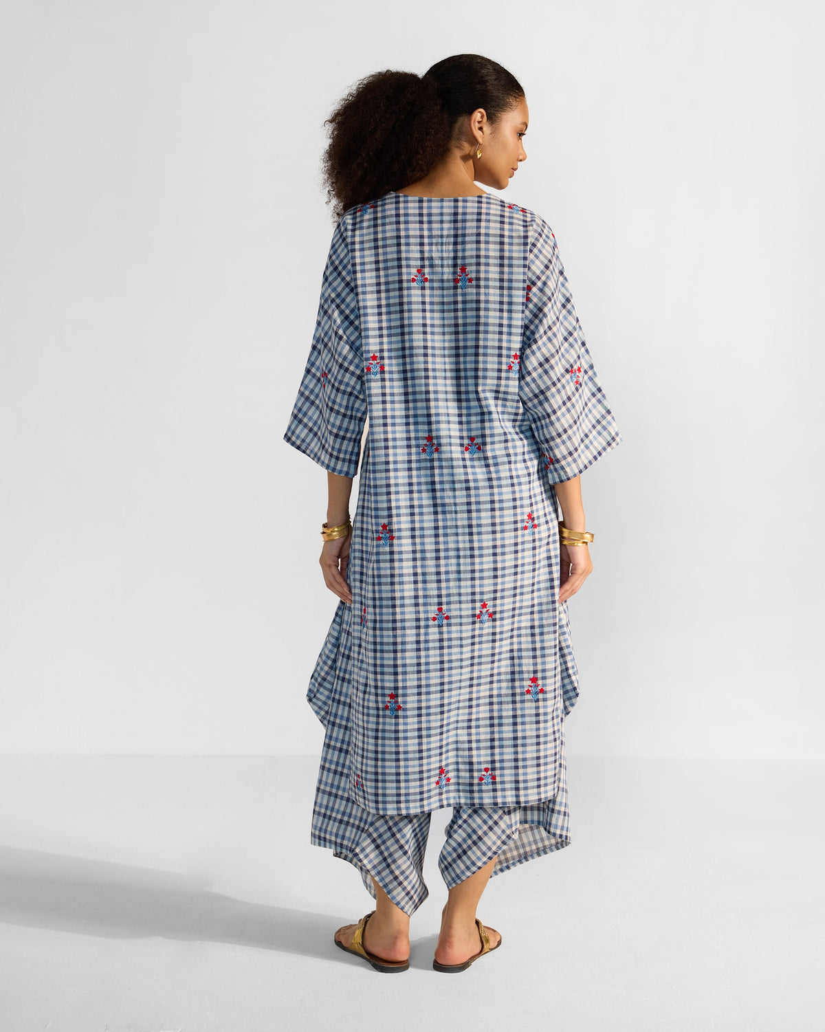 The Aava Kurta Set - Blue & White Checks