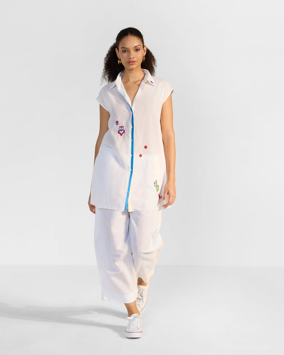 The Eira Top Set - Blue & White