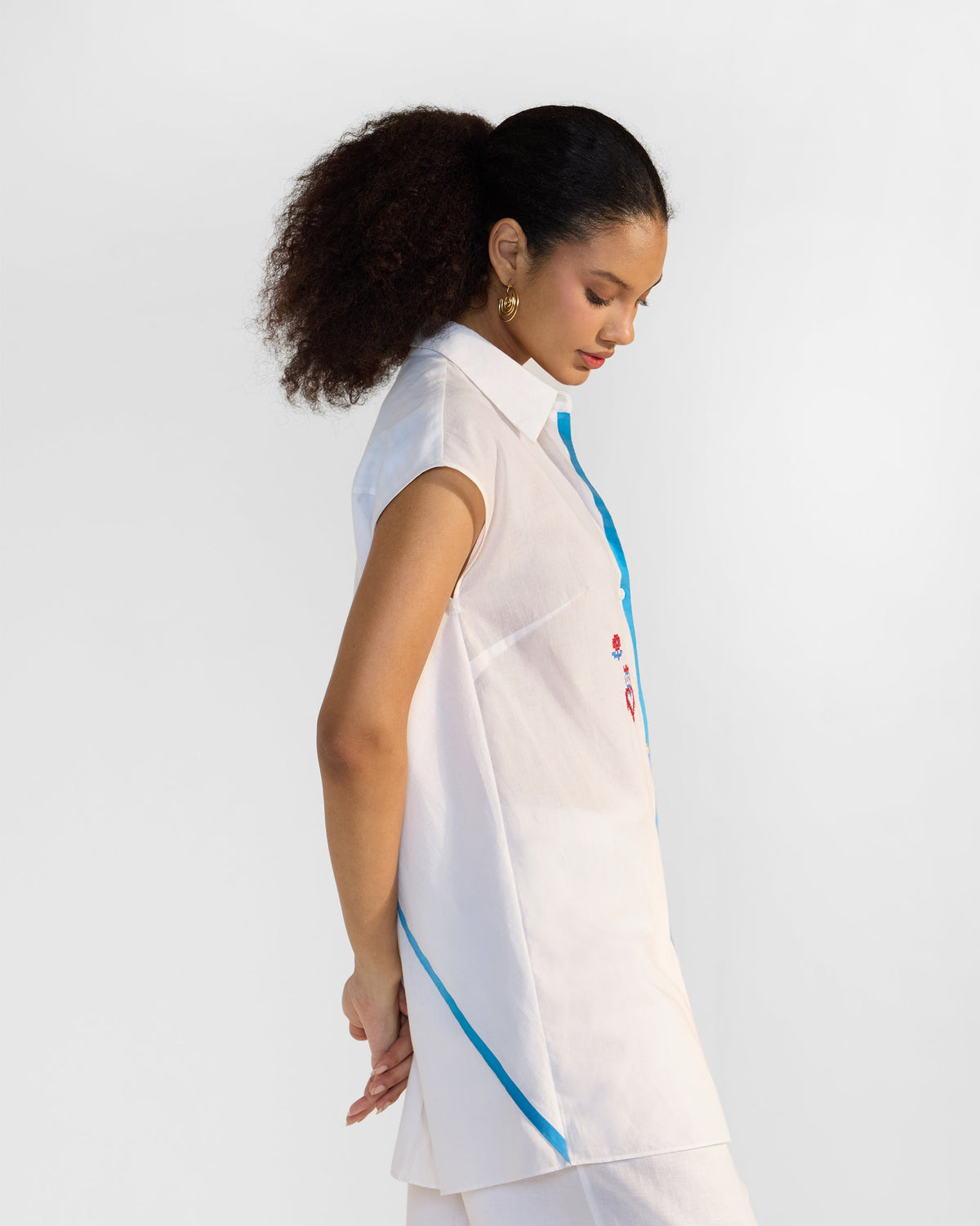 The Eira Top Set - Blue & White