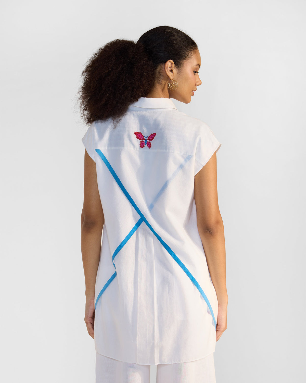 The Eira Top Set - Blue & White