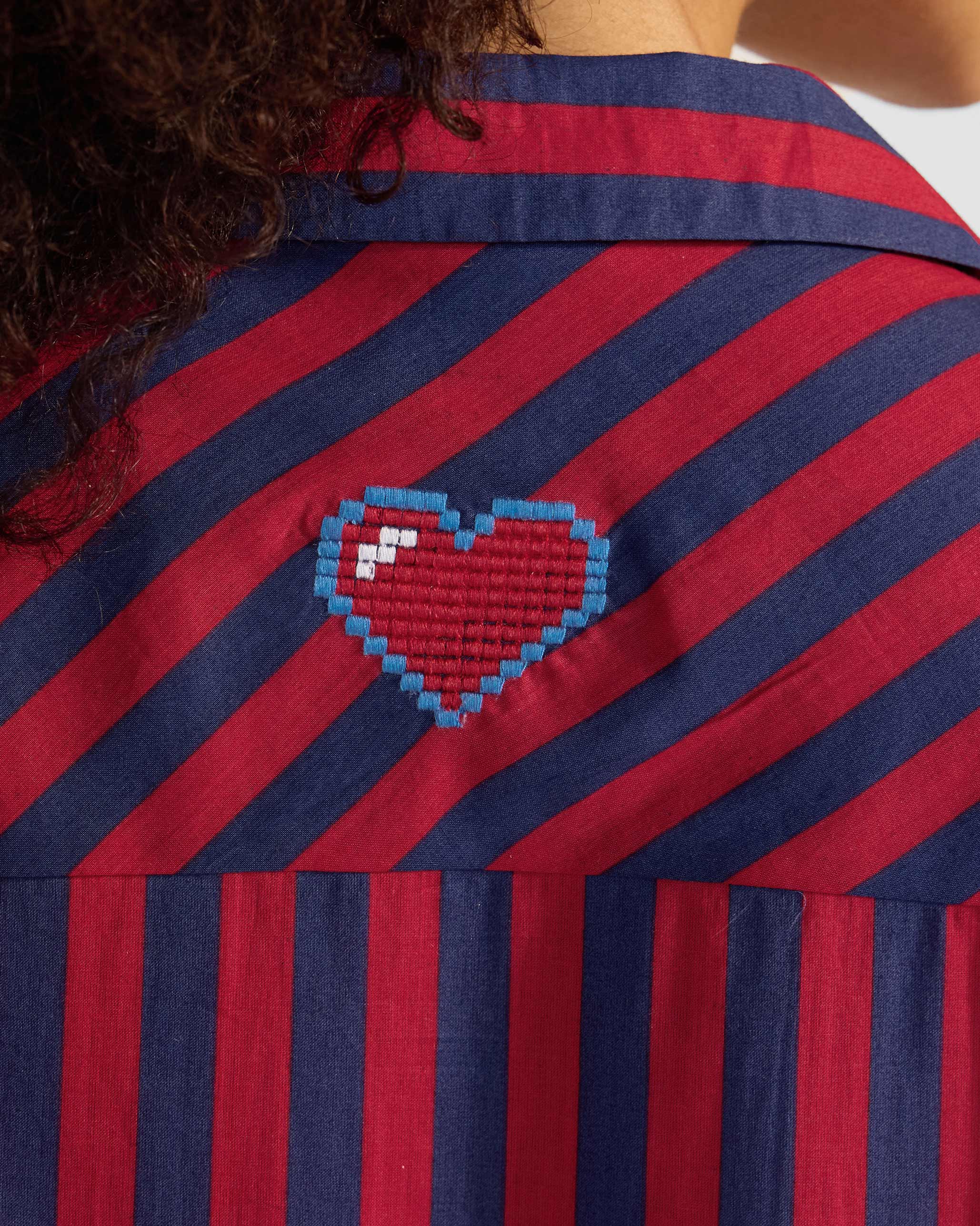 The Nimar Dress Set - Red & Navy Stripes