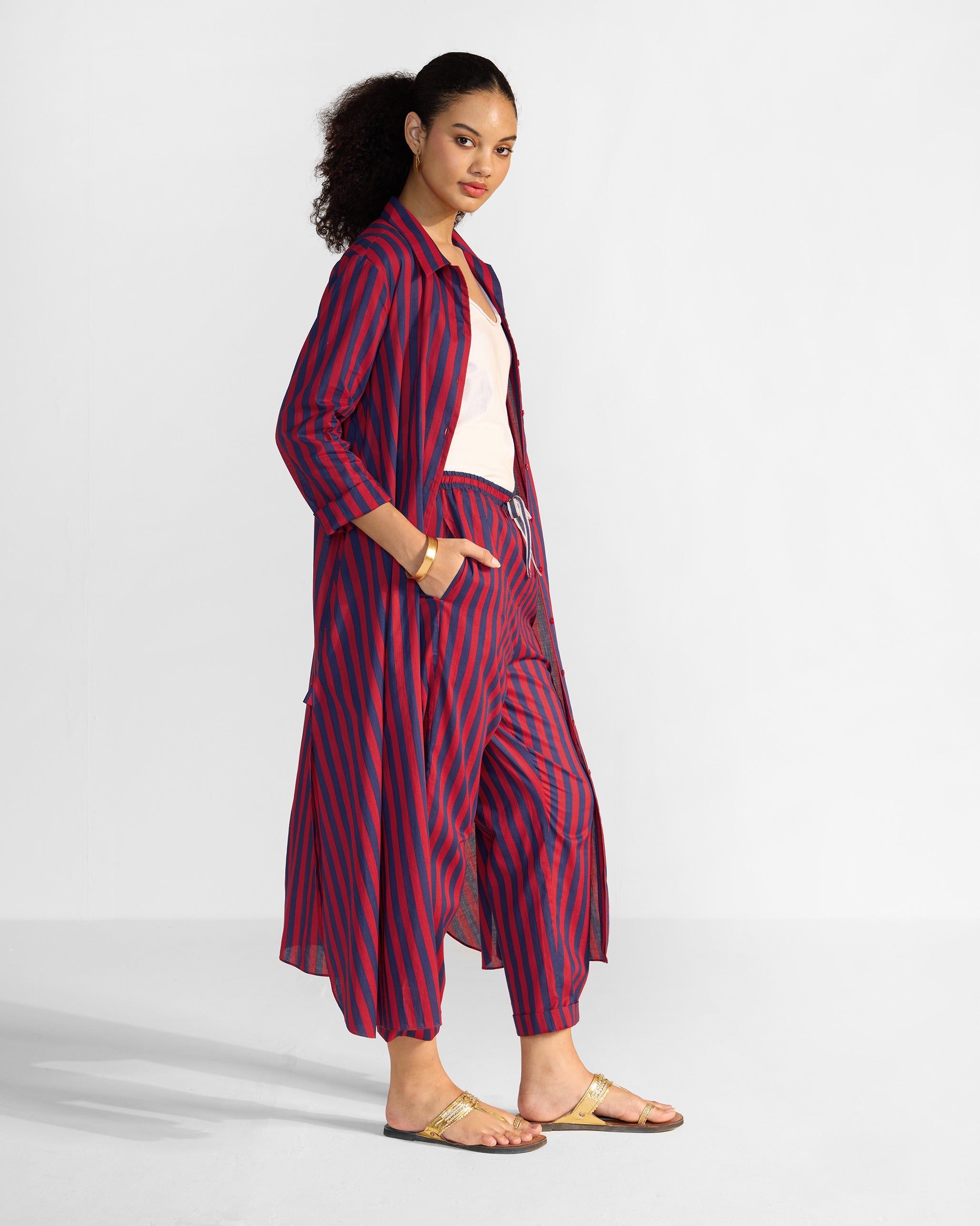 The Nimar Dress Set - Red & Navy Stripes
