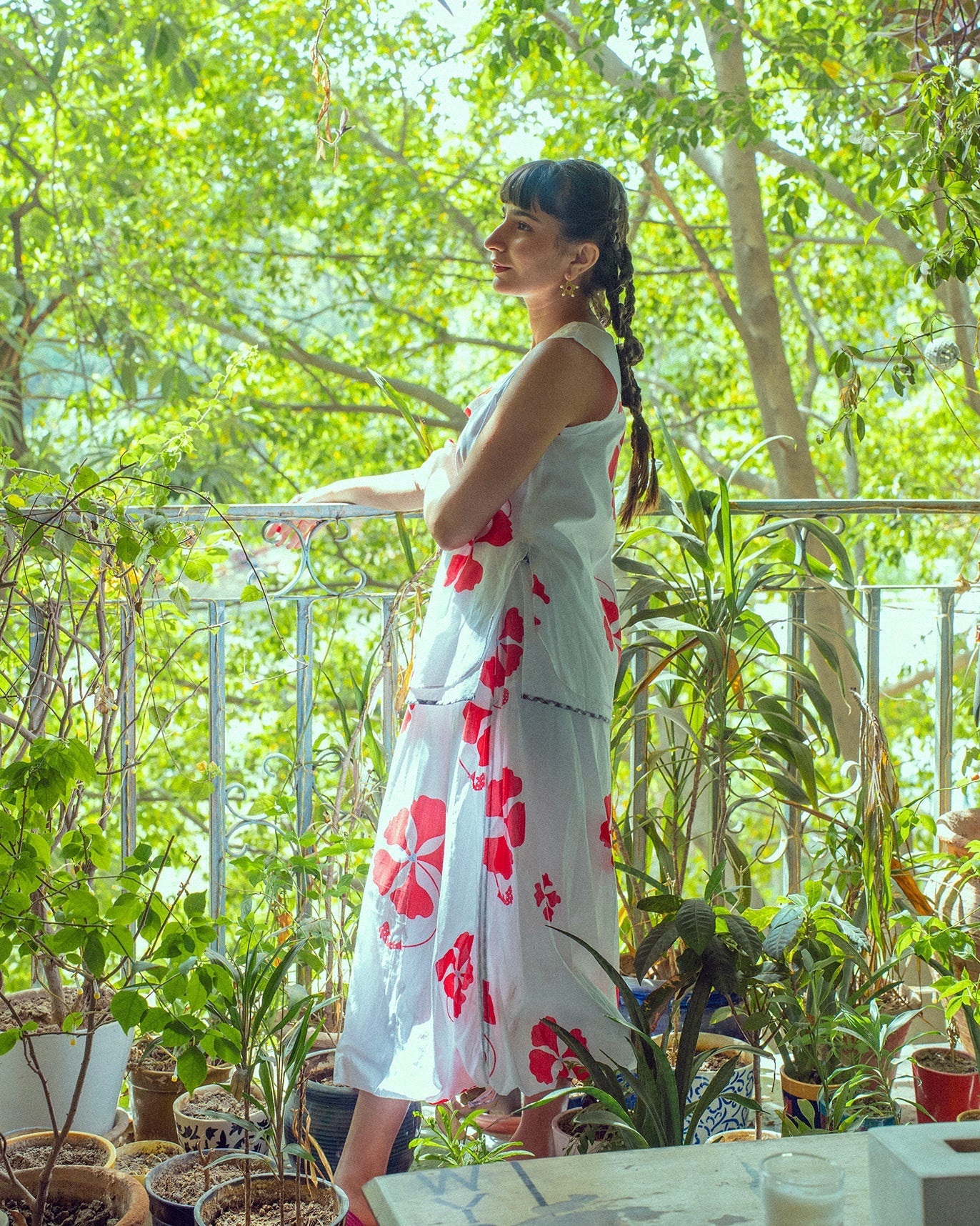 Kiva Top - White & Red Printed