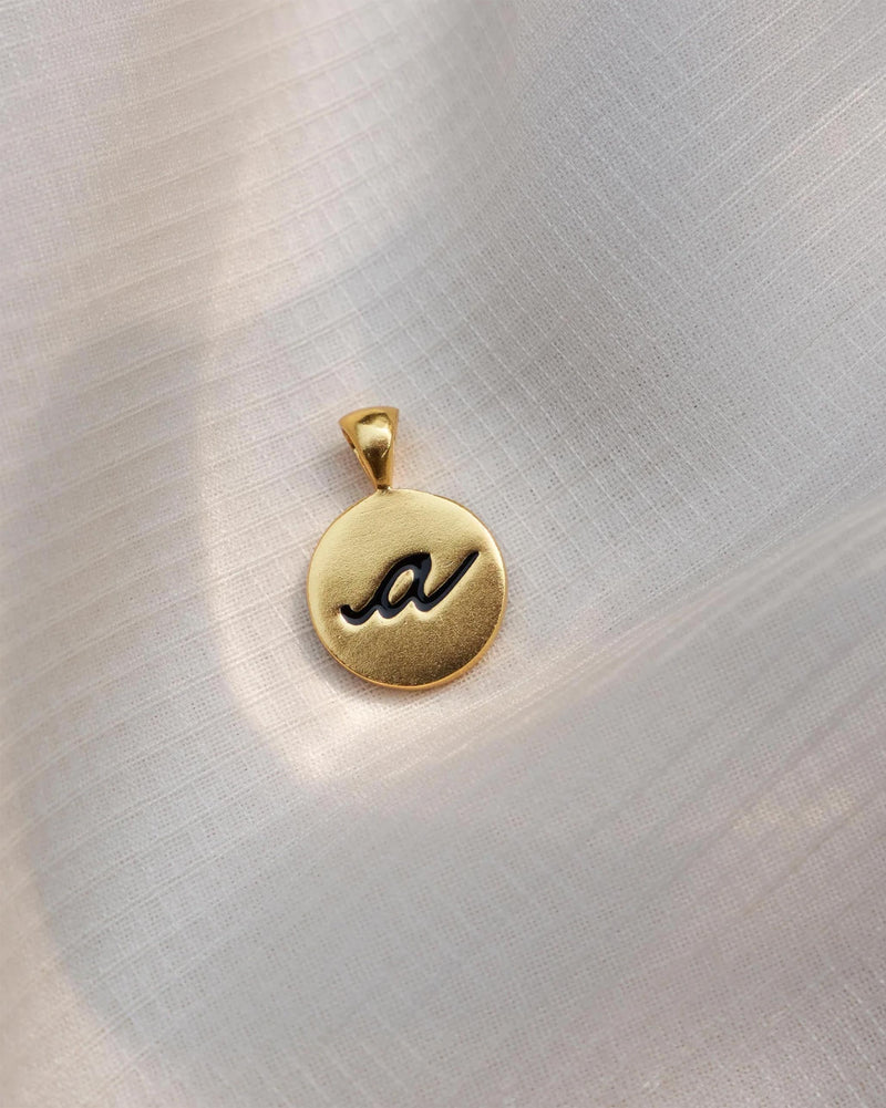 Alphabet A Charm- Black & Gold