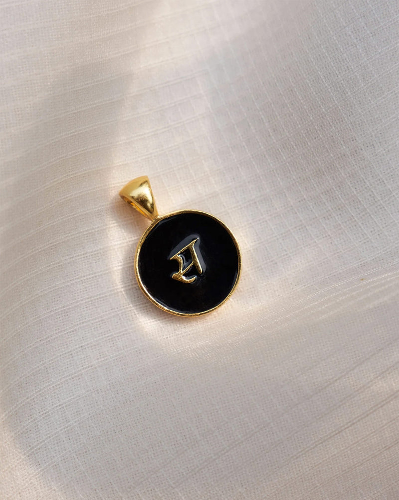 Alphabet S Charm- Black & Gold