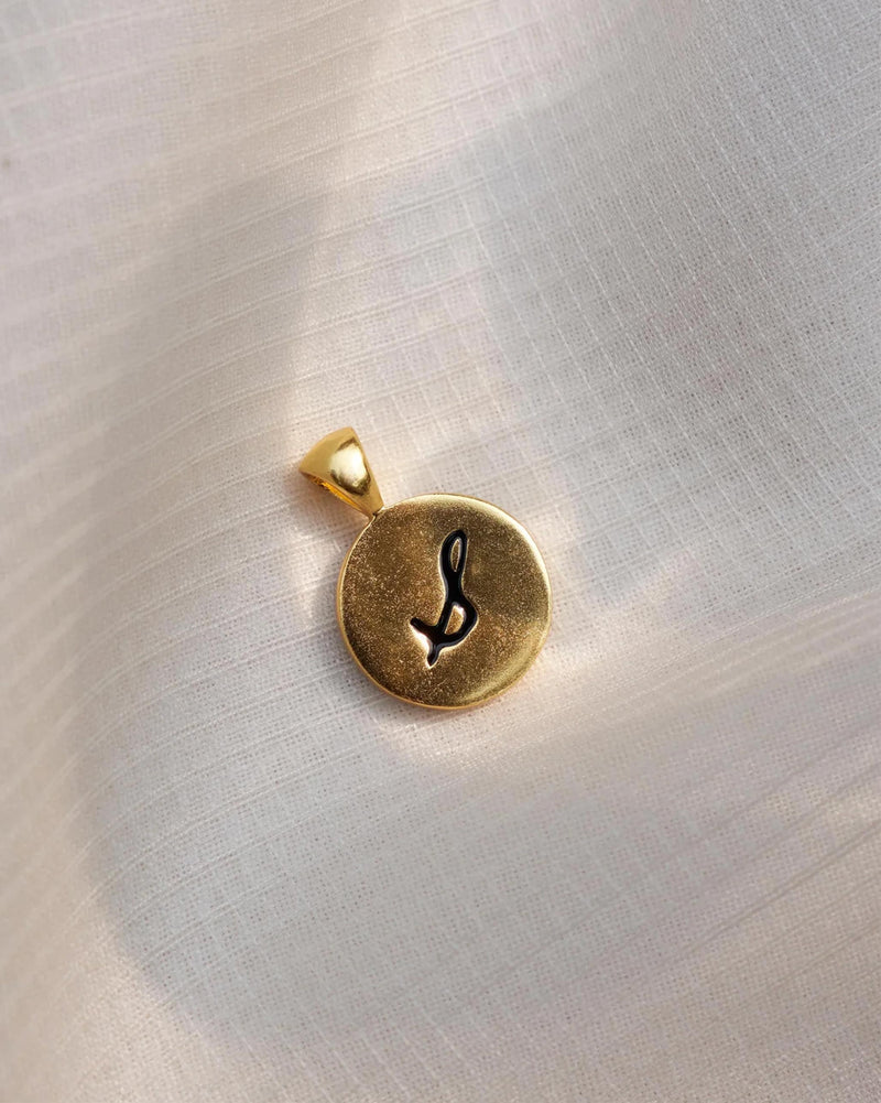 Alphabet S Charm- Black & Gold