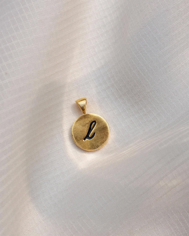 Alphabet L Charm- Black & Gold