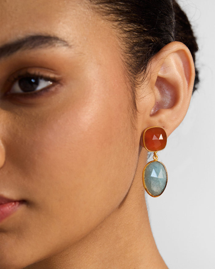 Icy Amber Earrings - Orange