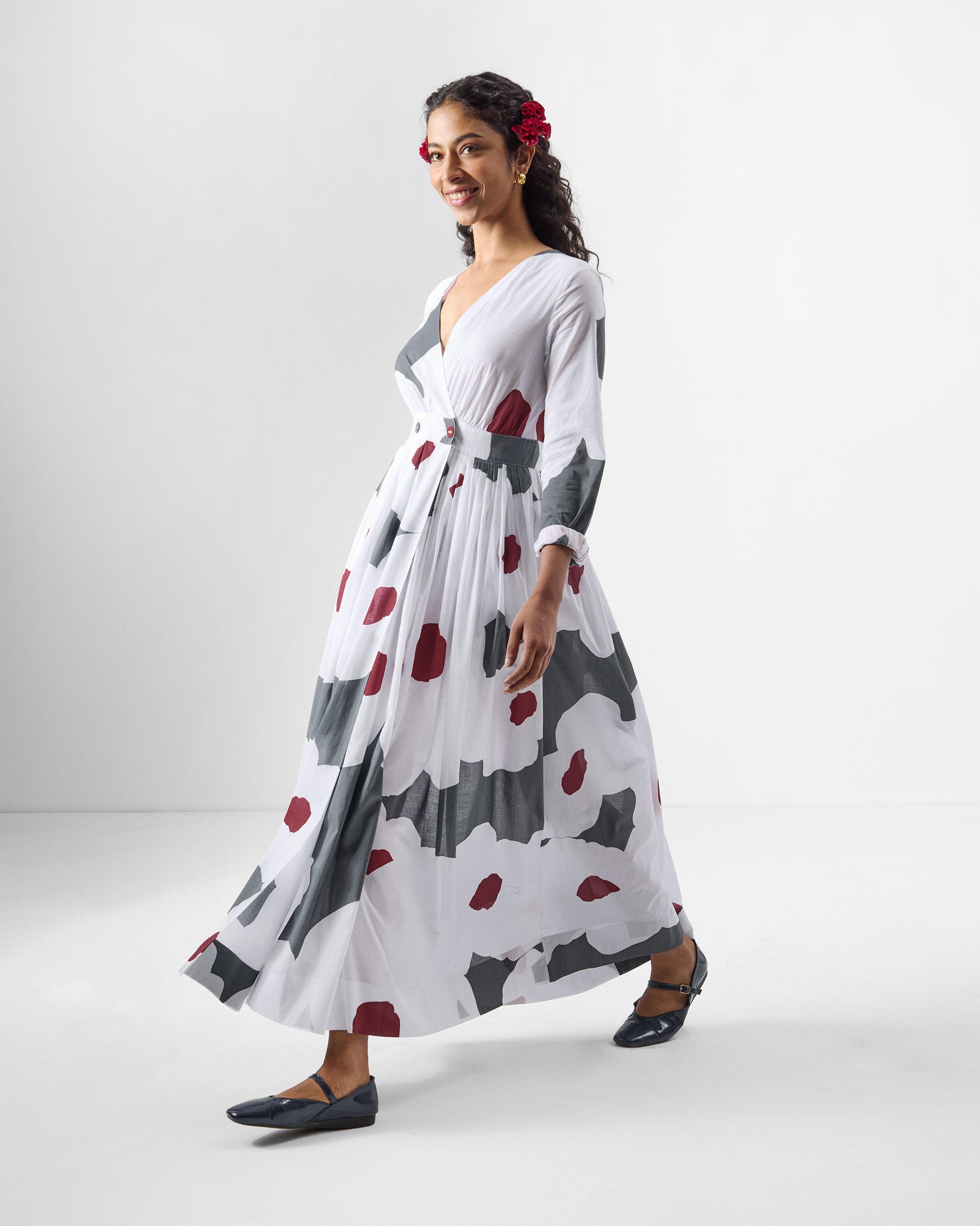 Nico Dress - Grey & White