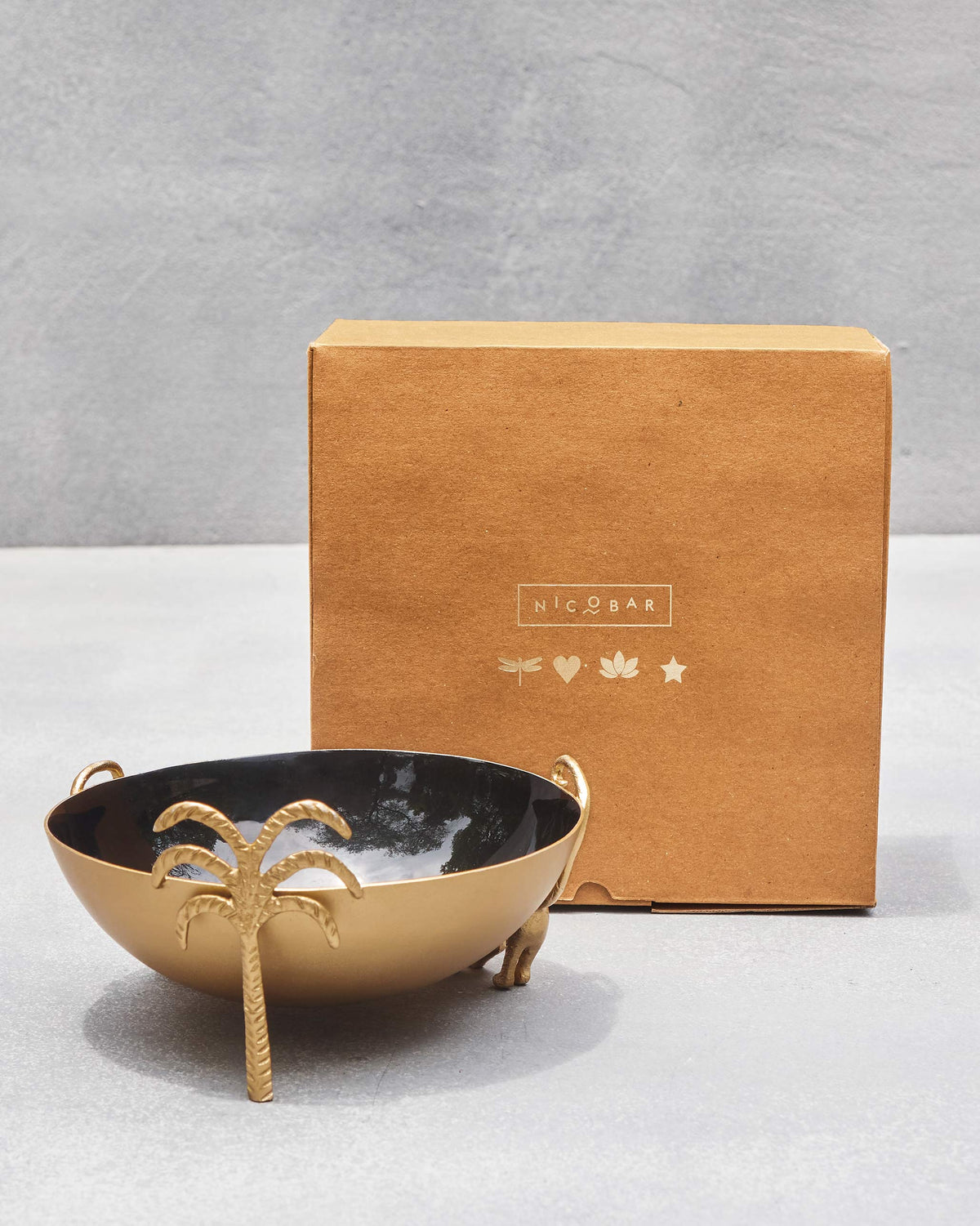 Brolly Deco Bowl in front of a kraft Nicobar box.