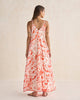 V-Neck Strappy Dress - Ivory & Coral