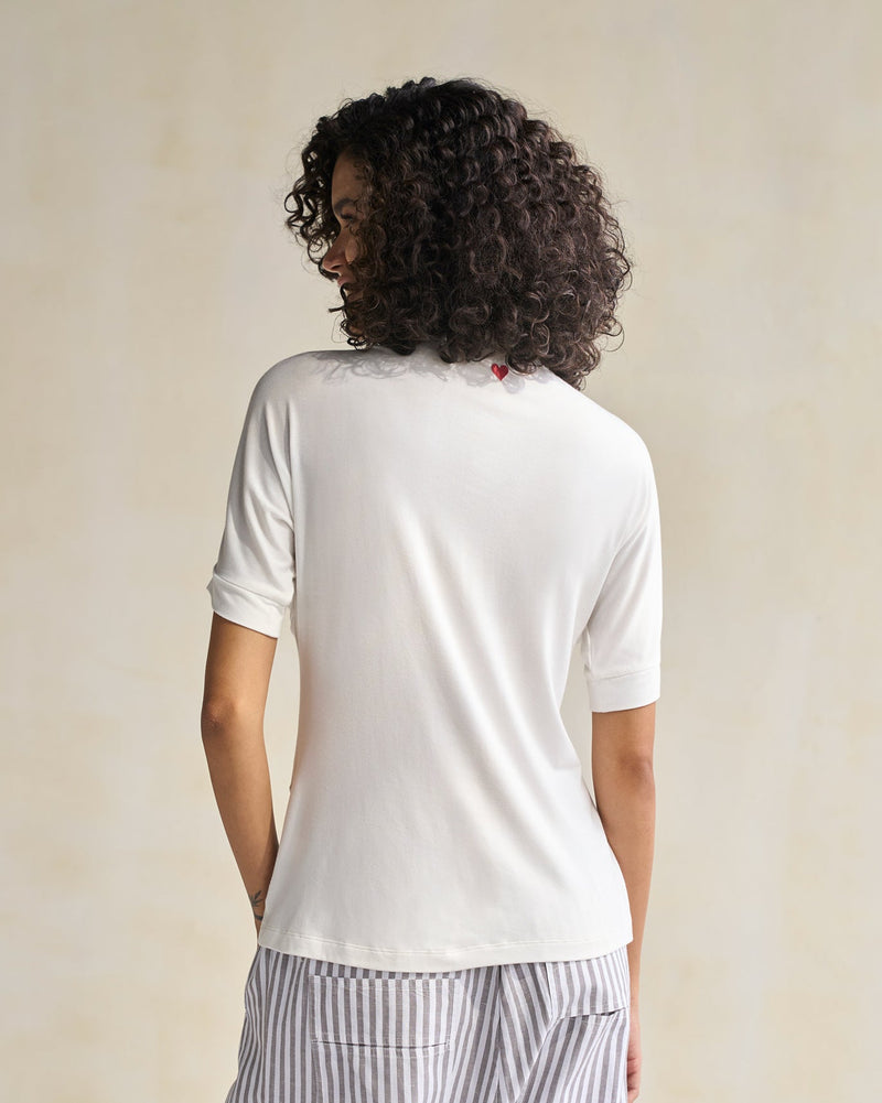 Gathered Jersey Top - Ivory