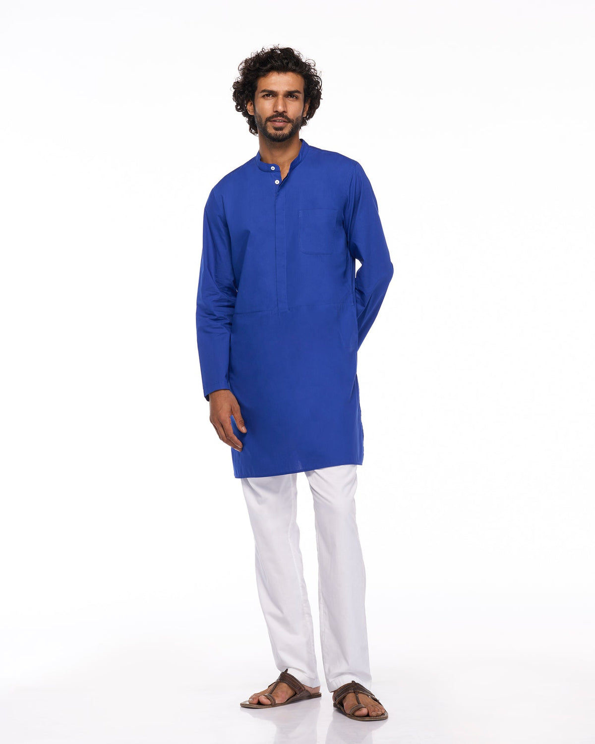 Person wearing the Chest Pocket Kurta, shown full length.