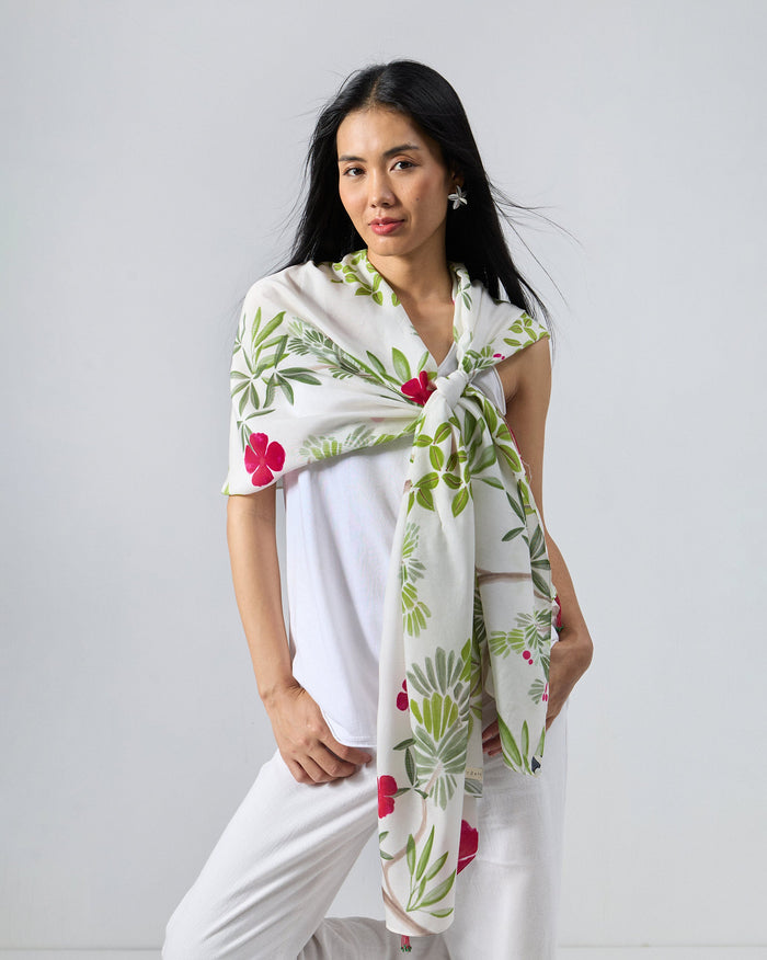 Alaya Scarf - White & Green