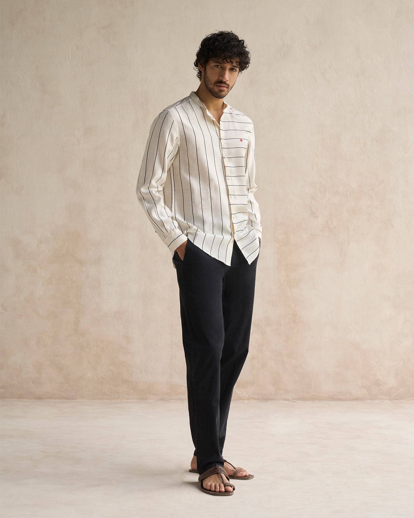 Nawab Shirt - Ivory & Black