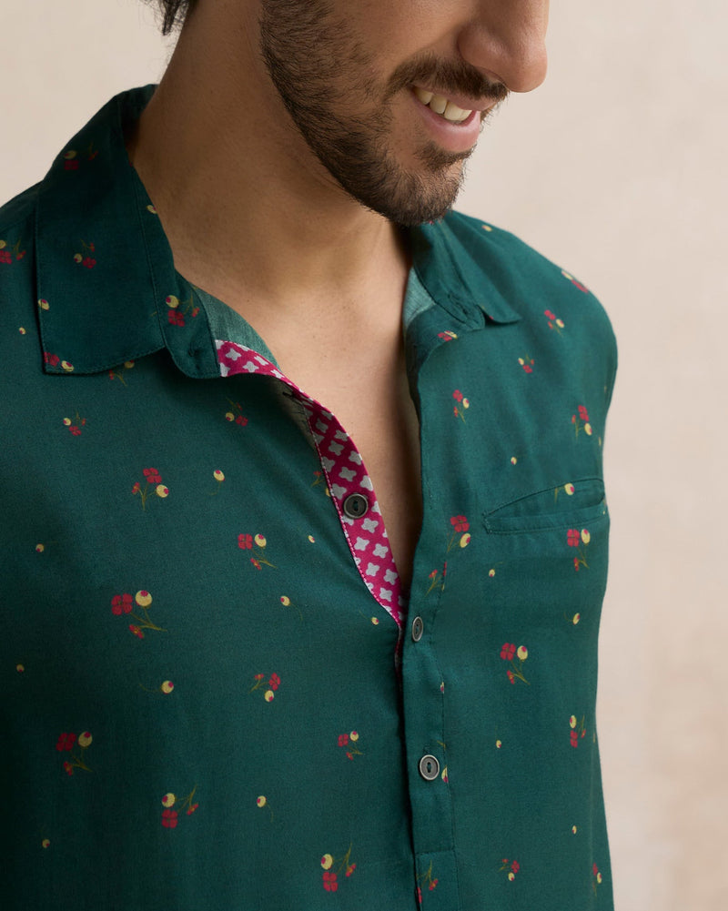 Bouquet Kurta - Teal