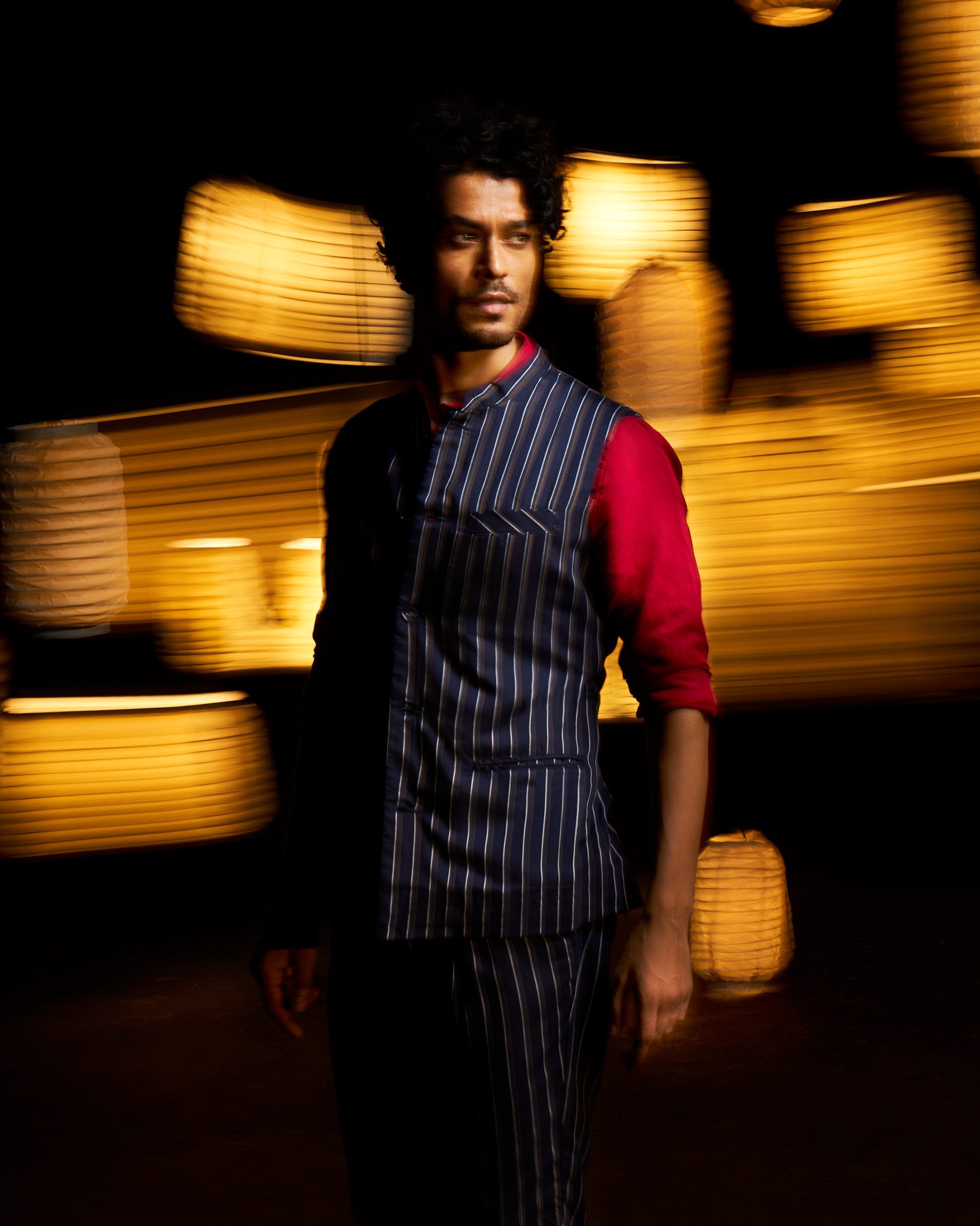 Nehru Jacket - Navy & Grey