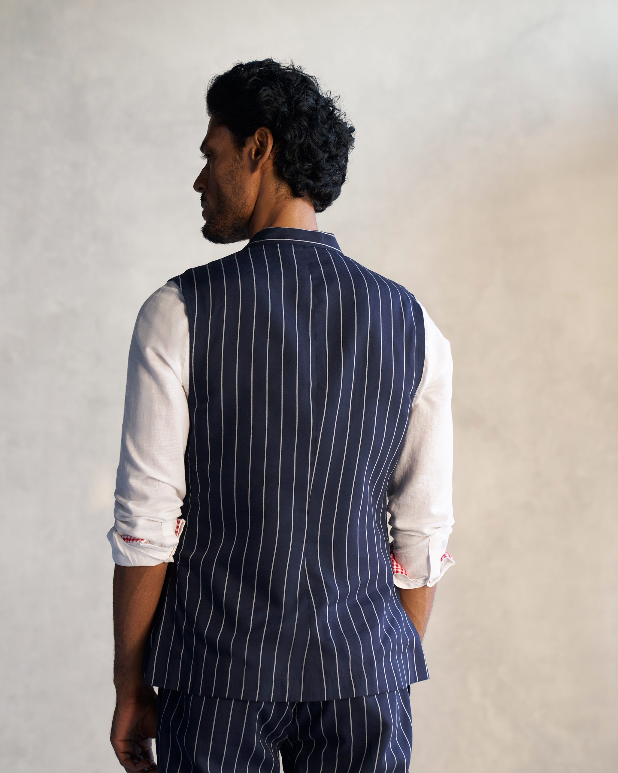 Nehru Jacket - Navy & Grey