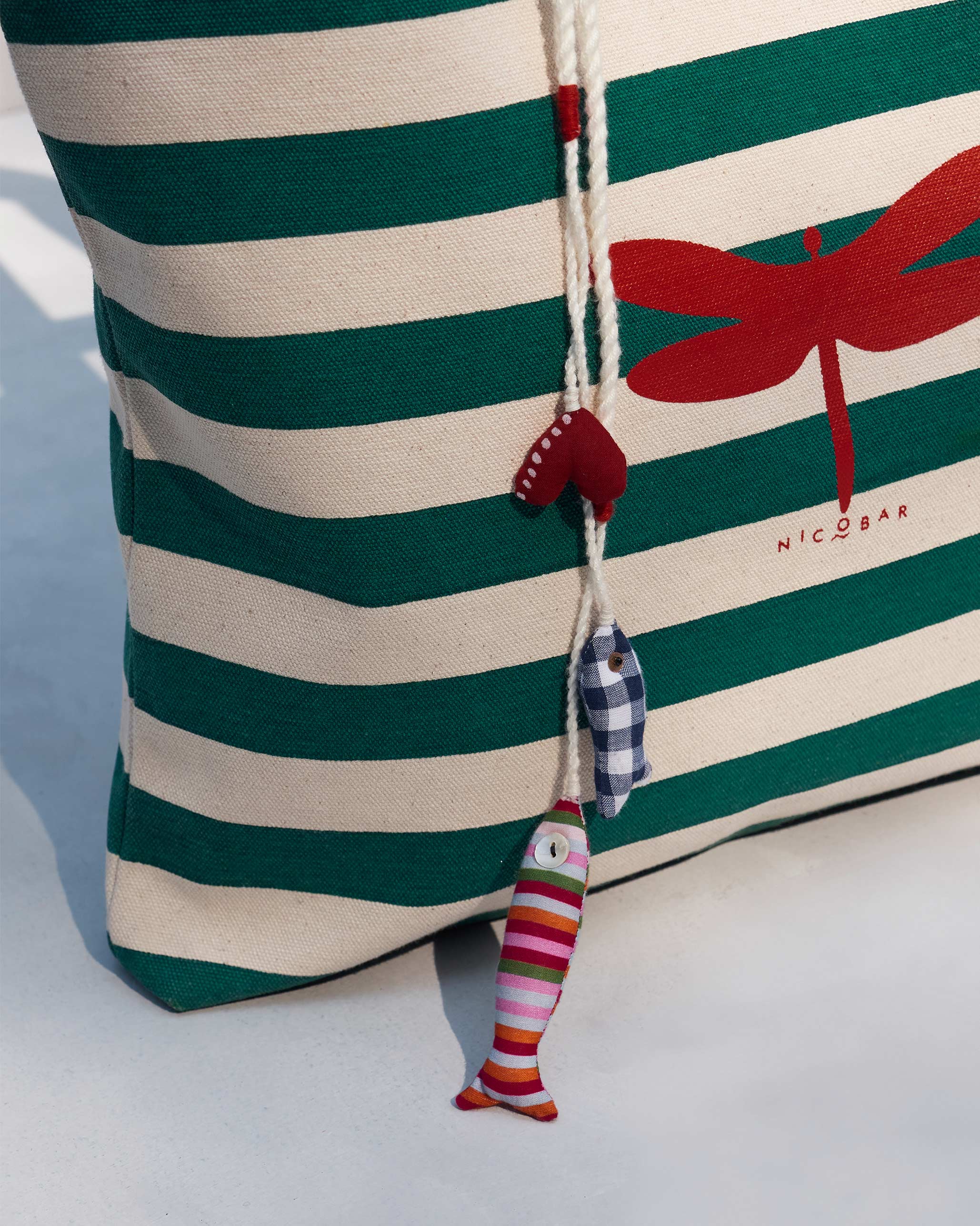 Bagan Stripe Tote - Teal & Ivory