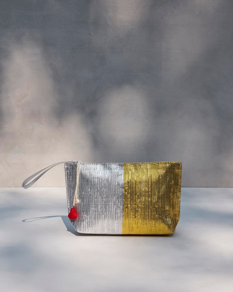 Sitara Clutch - Silver & Gold