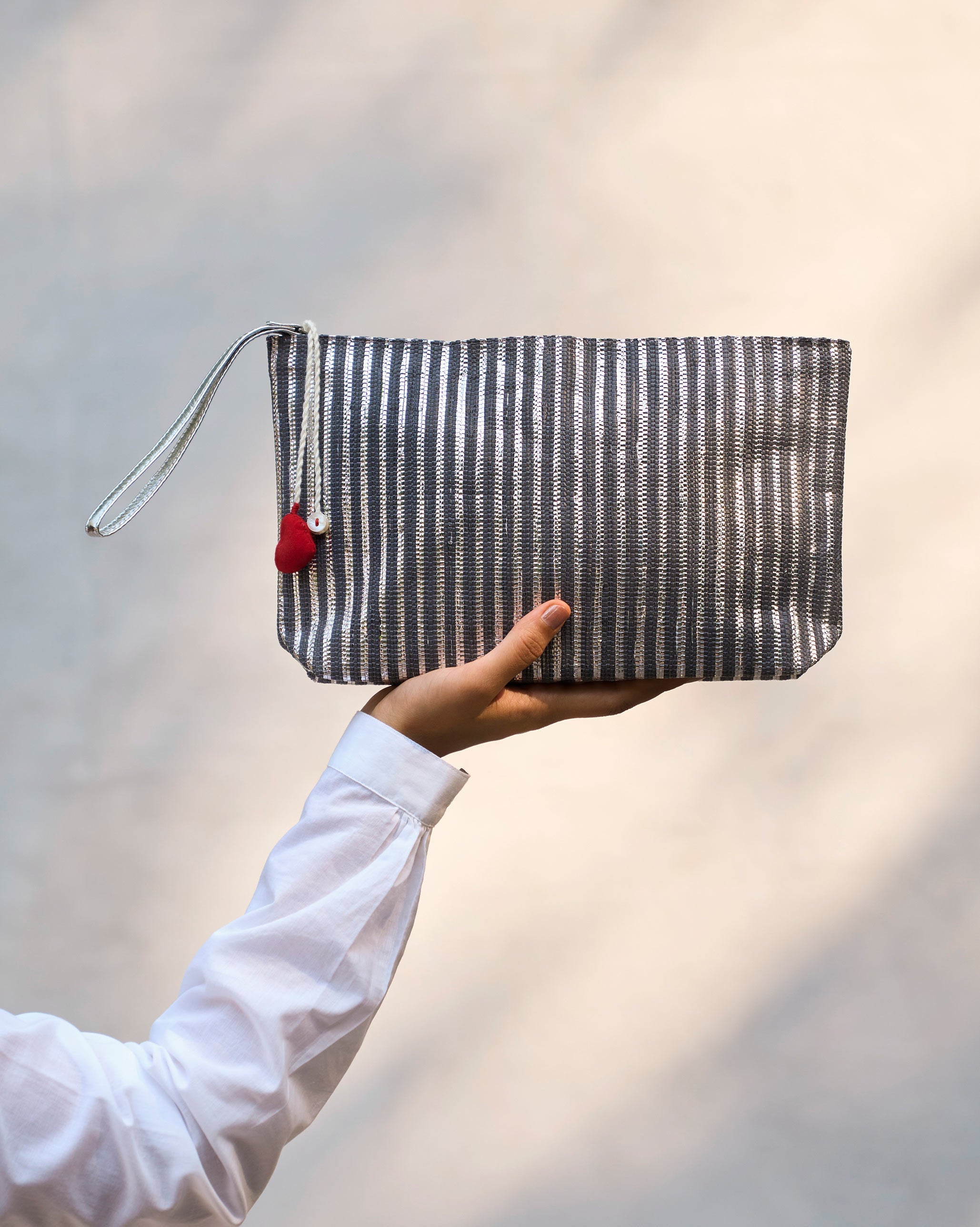 Sitara Clutch - Silver & Grey