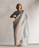 Zari Stripe Sari - Silver & Blue