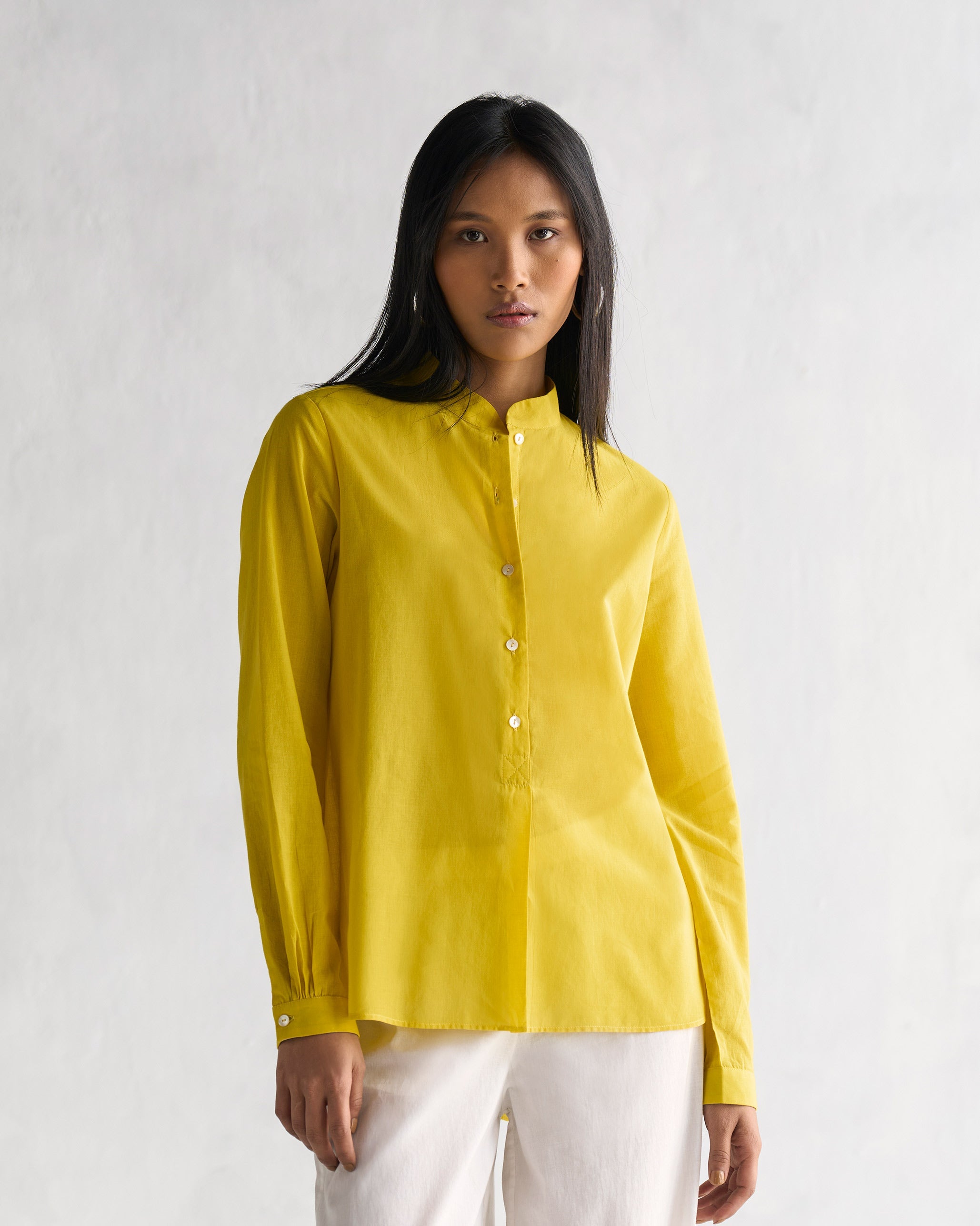 Mandarin Collar Top - Yellow