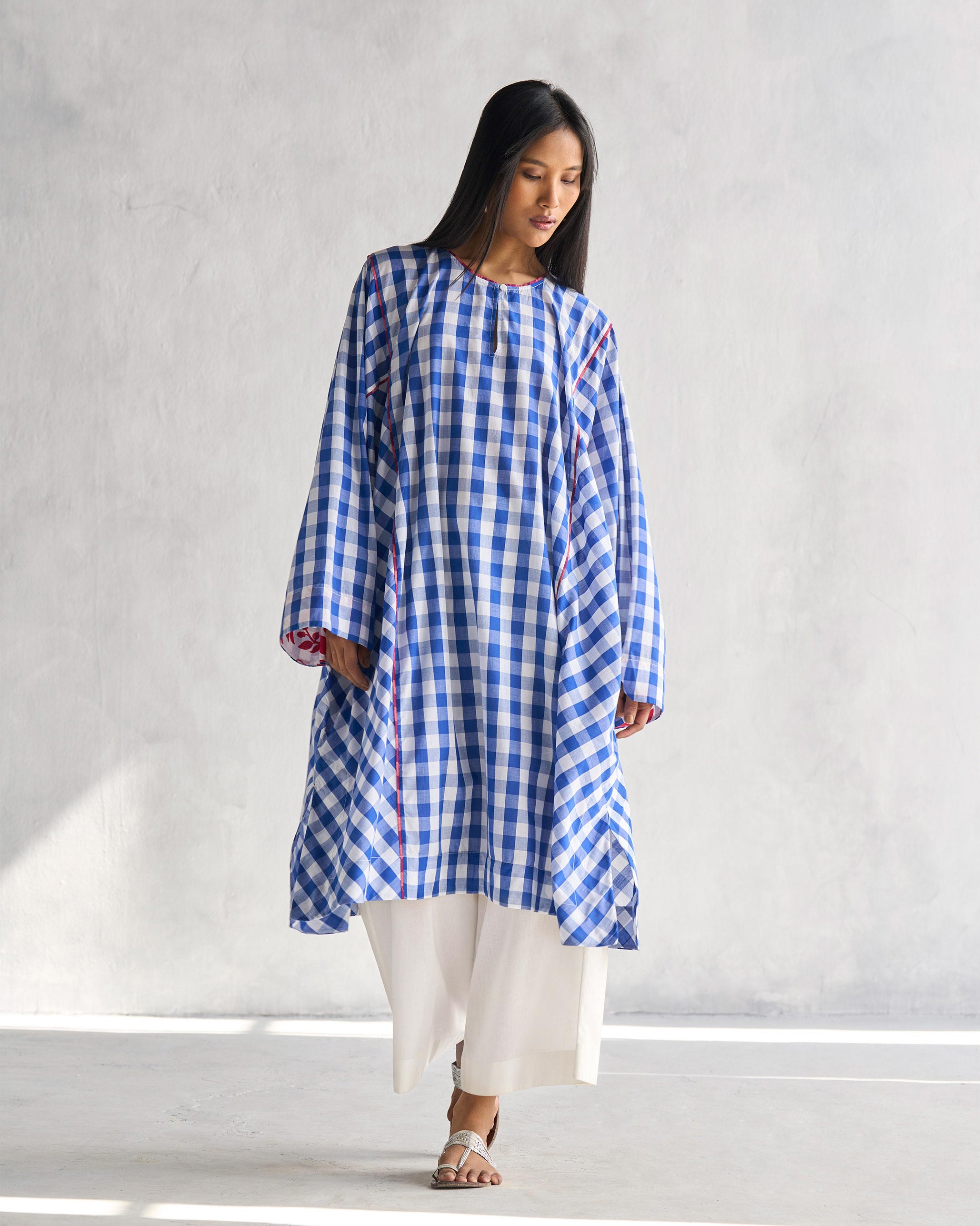 Boxy Pheran - Blue & White