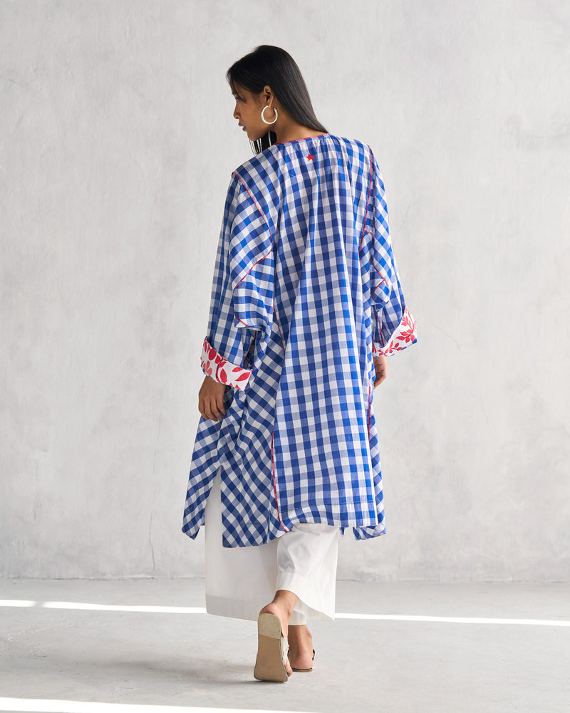 Boxy Pheran - Blue & White