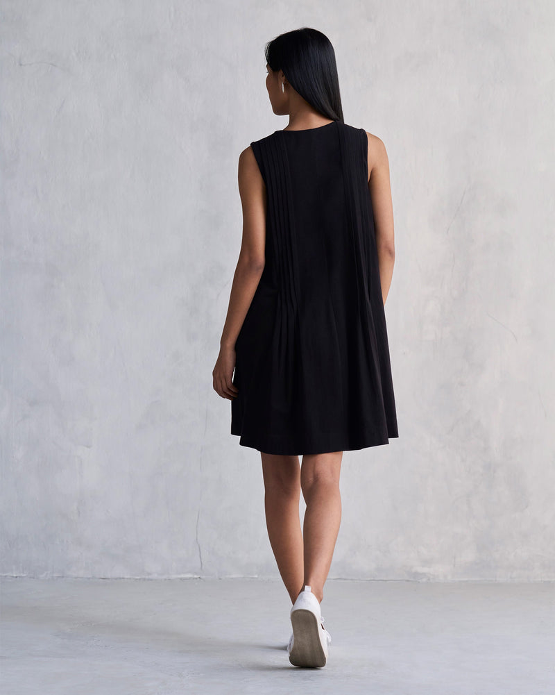 Pintuck Knit Dress - Black