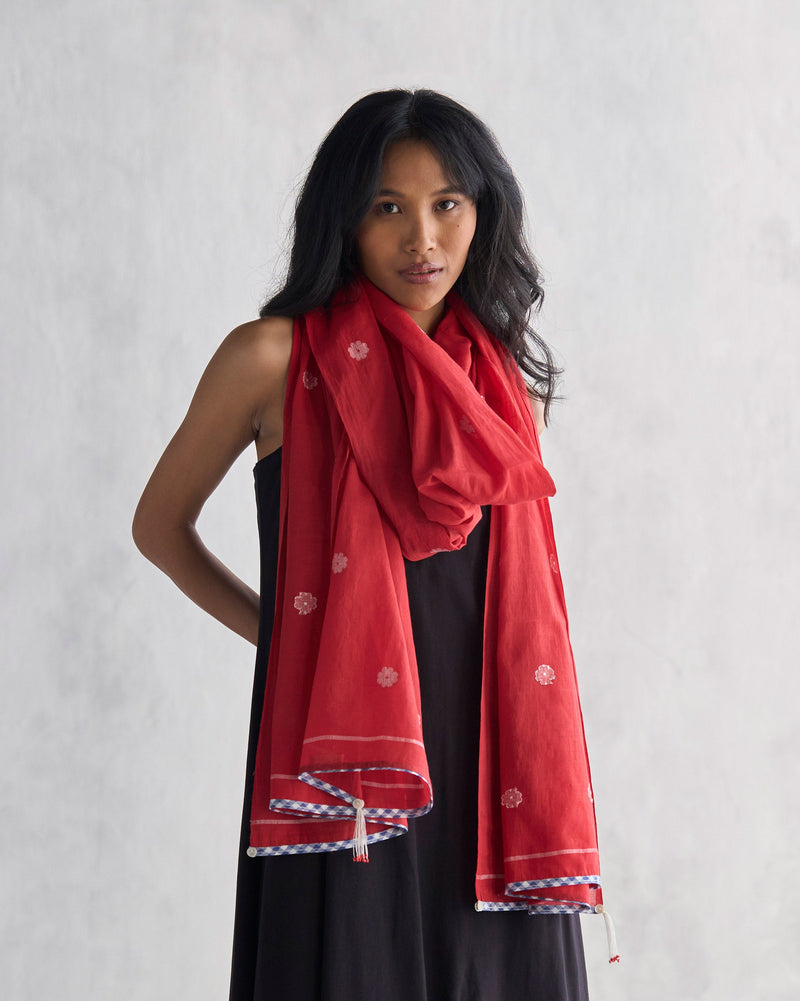 Sunshine Scarf - Red & White