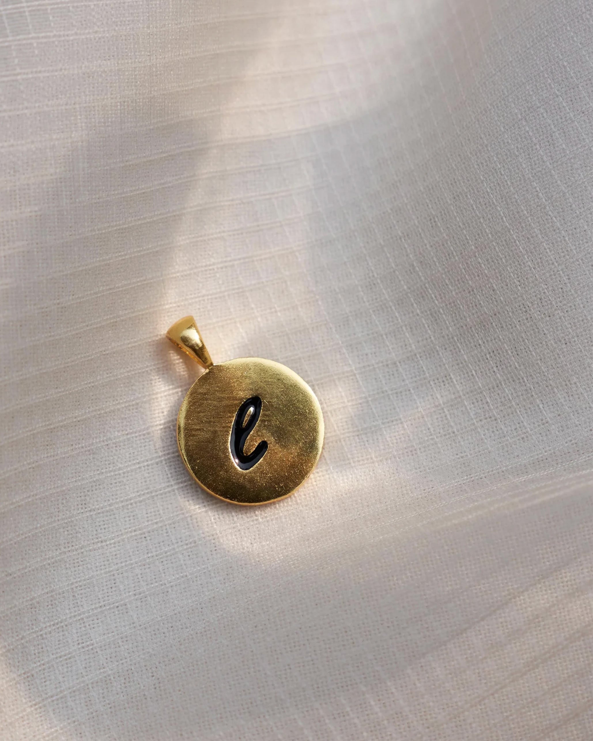 Alphabet E Charm- Black & Gold