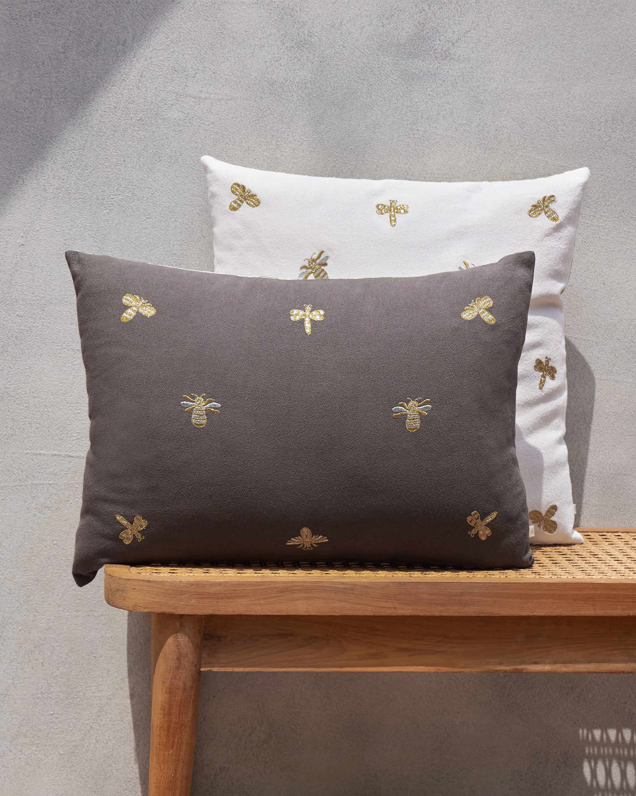 Honeybee Cushion Cover - Charcoal