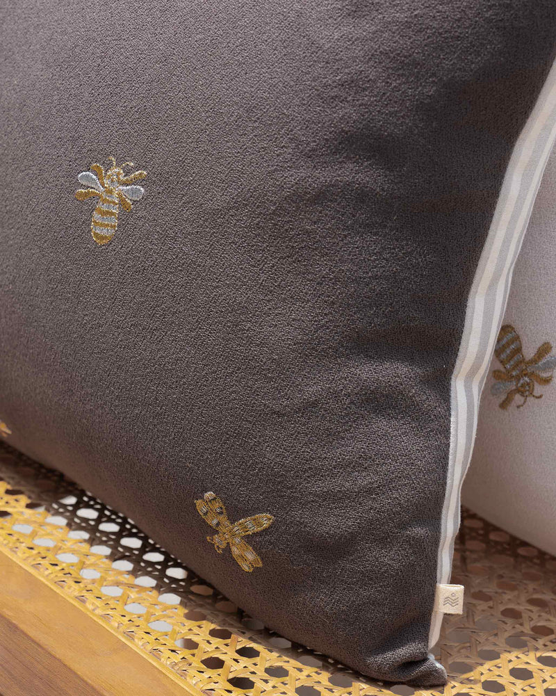 Honeybee Cushion Cover - Charcoal