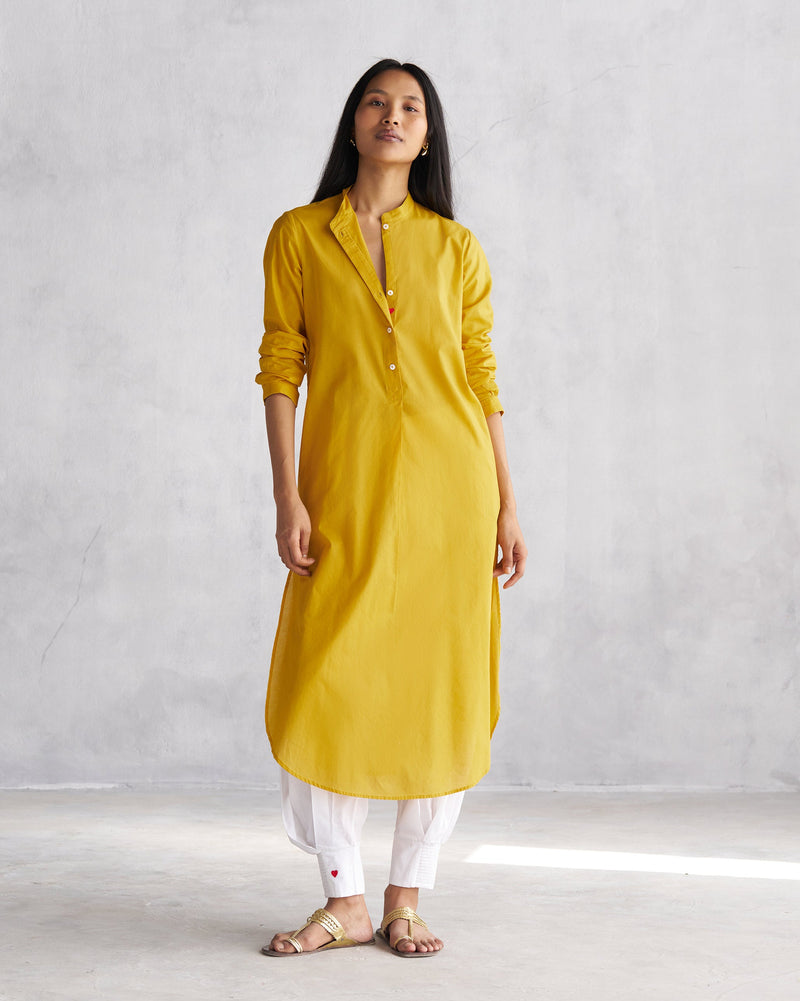 Basic Long Length Kurta - Ochre