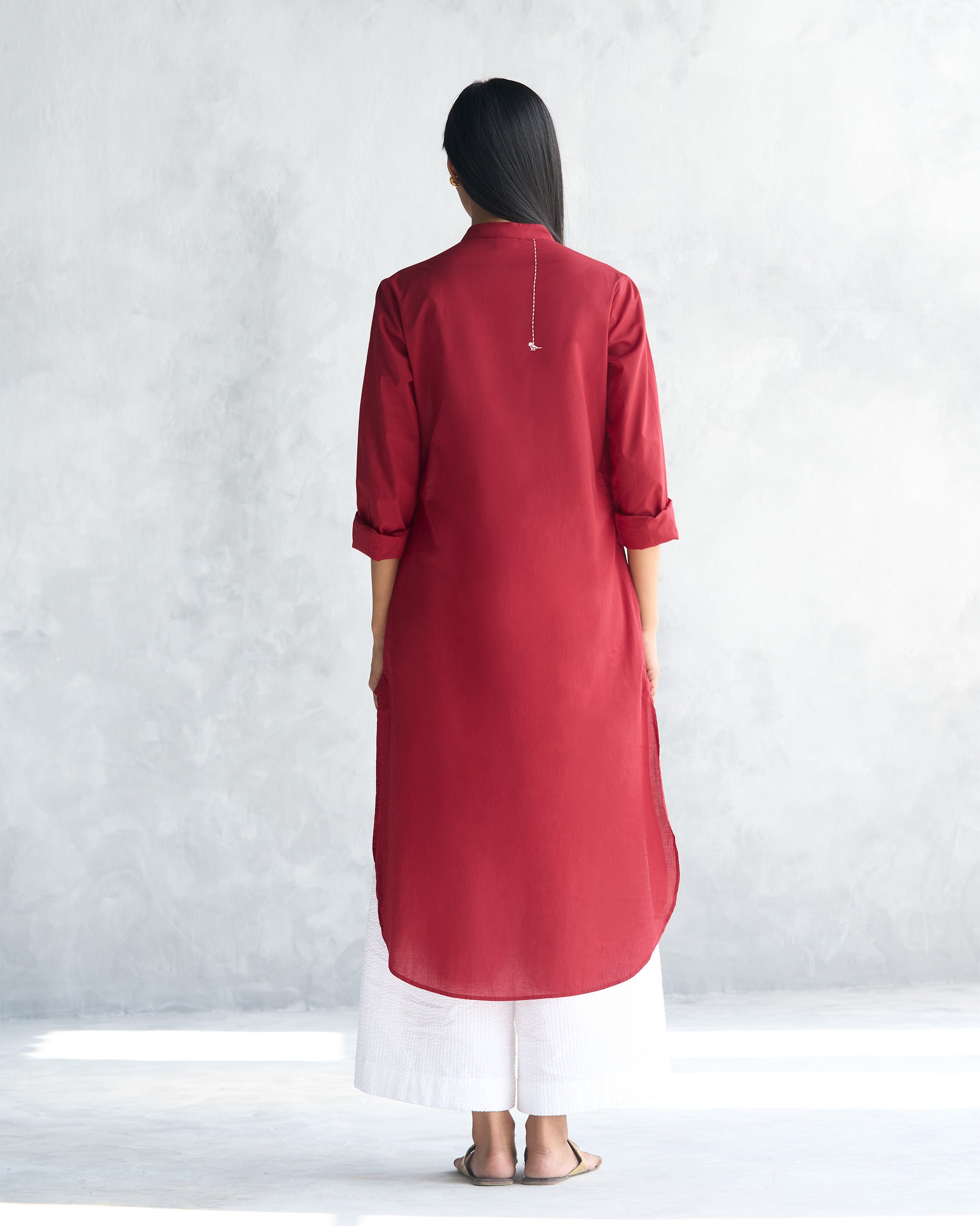 Basic Long Length Kurta - Red