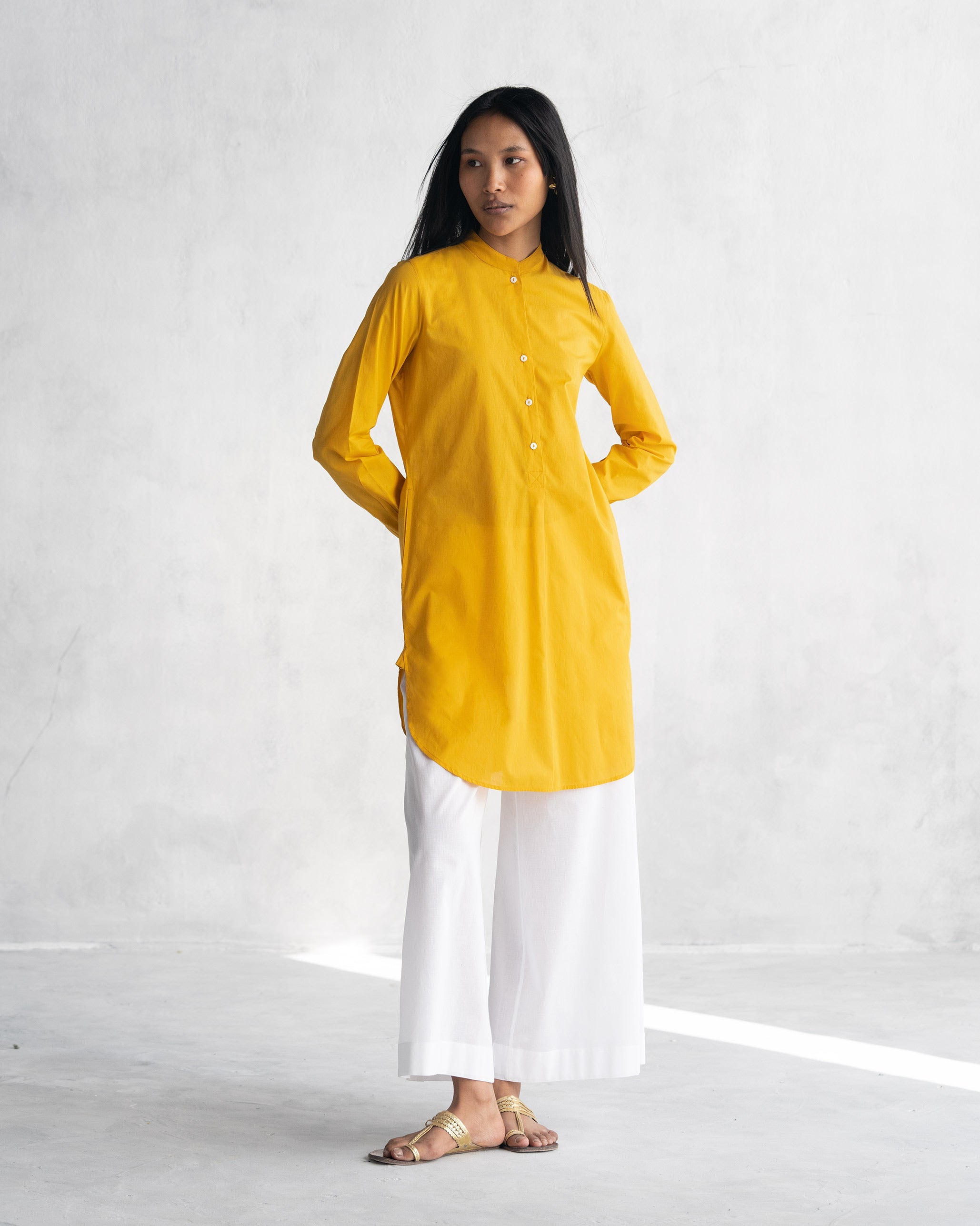 Basic Mid Length Kurta - Ochre