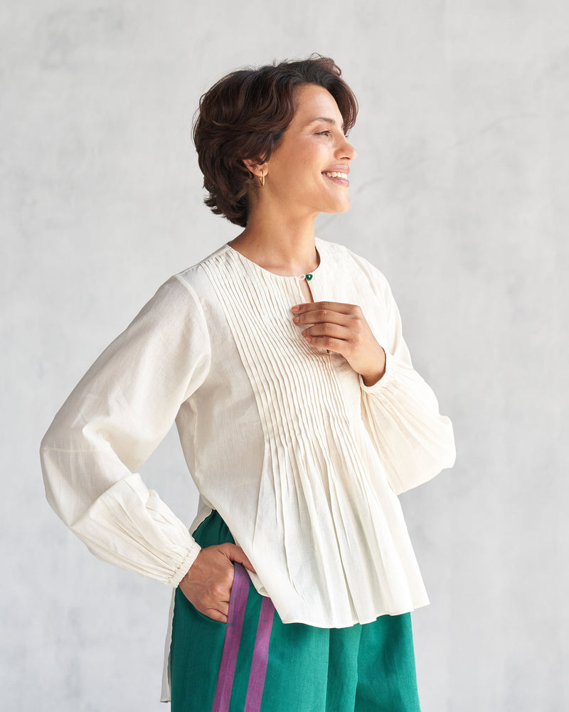 Shiro Pleated Top - Ivory