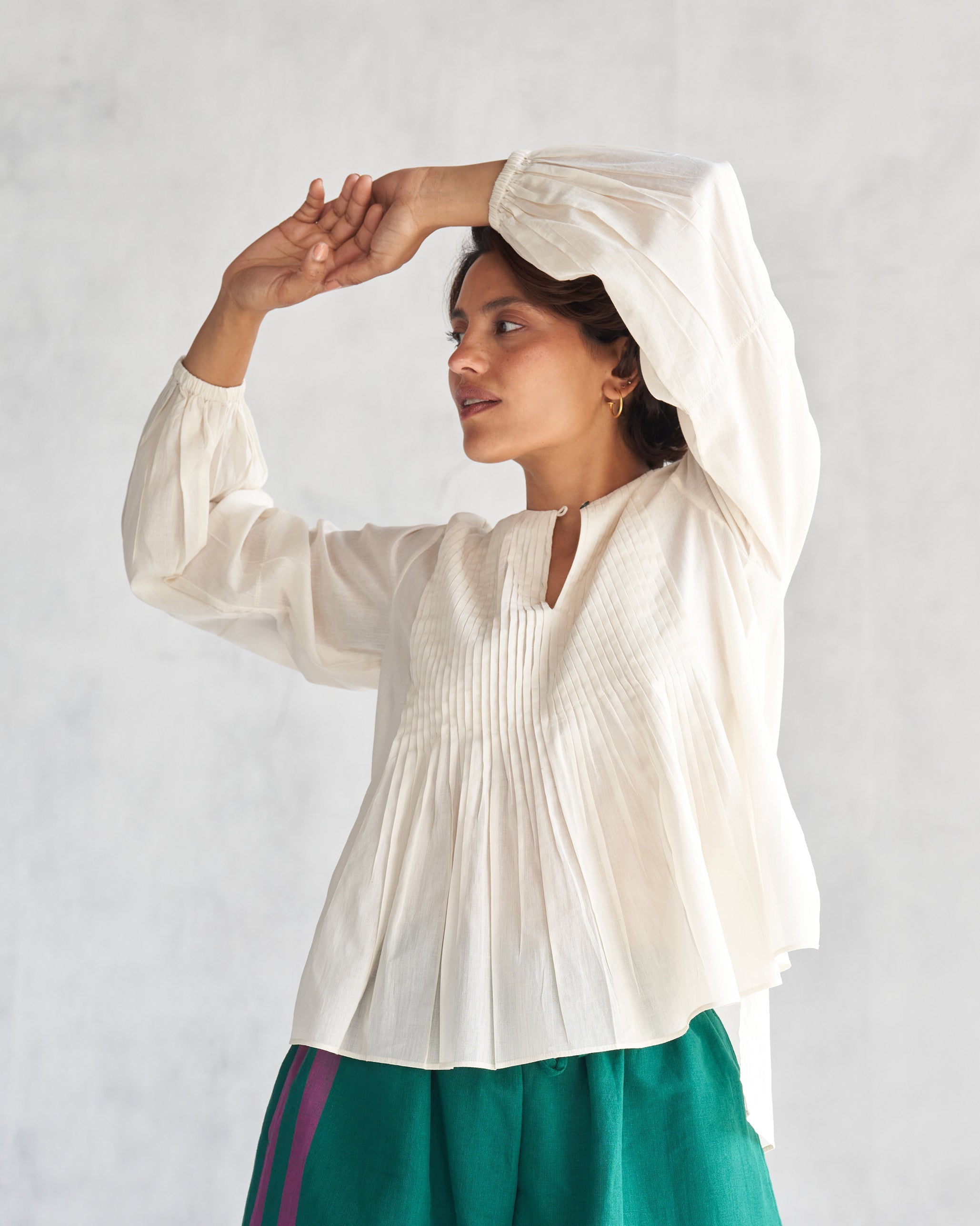 Shiro Pleated Top - Ivory