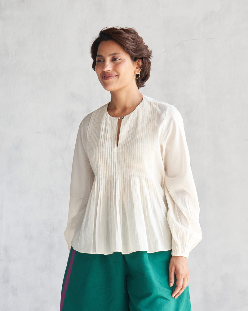 Shiro Pleated Top - Ivory