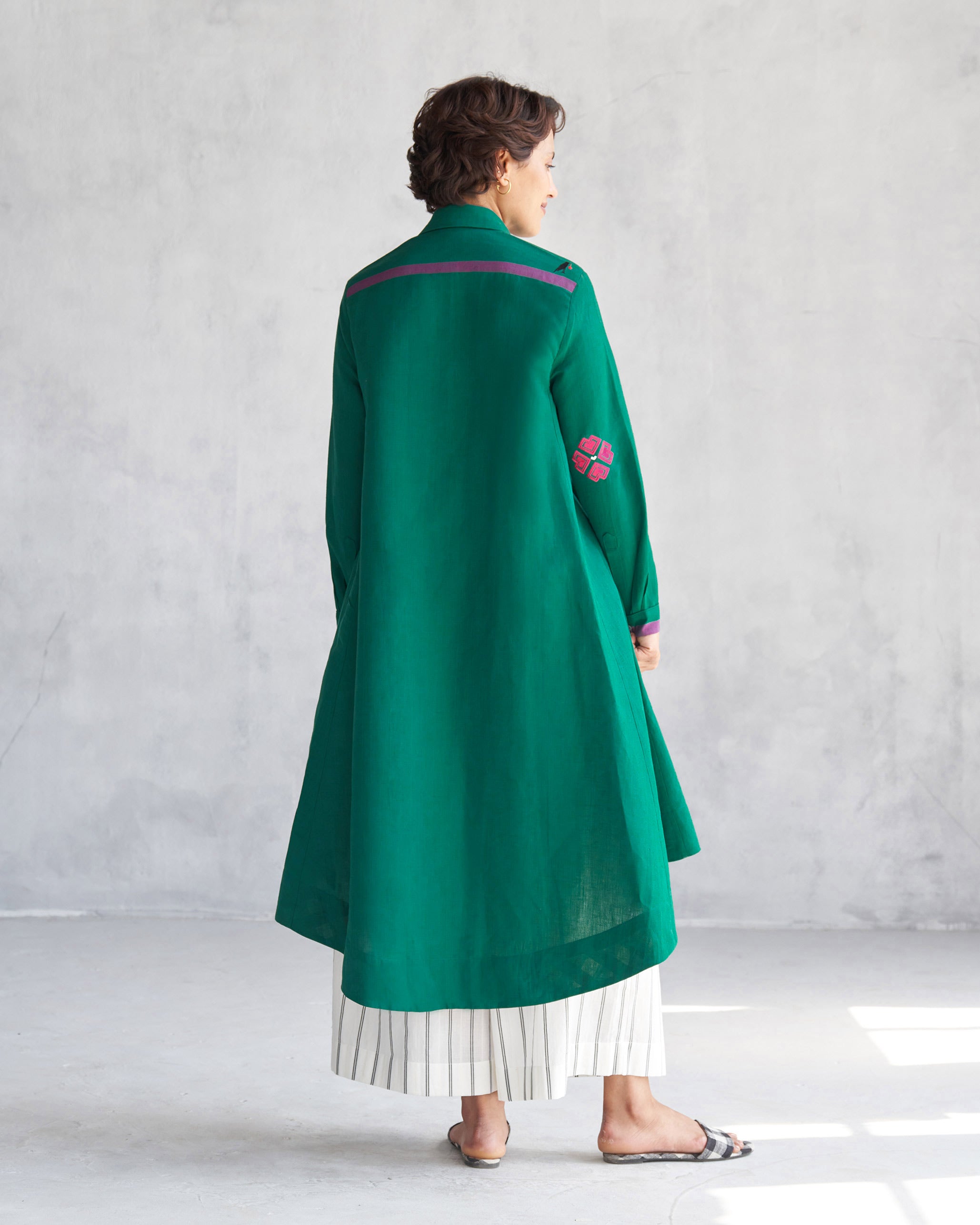 Midori High Low Kurta - Green