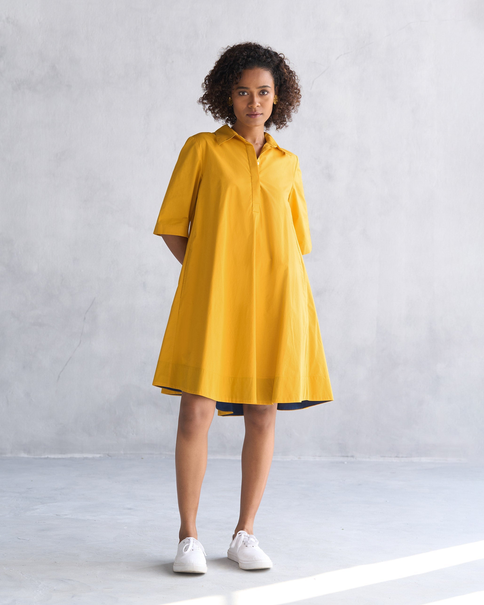 A-line Short Dress - Ochre